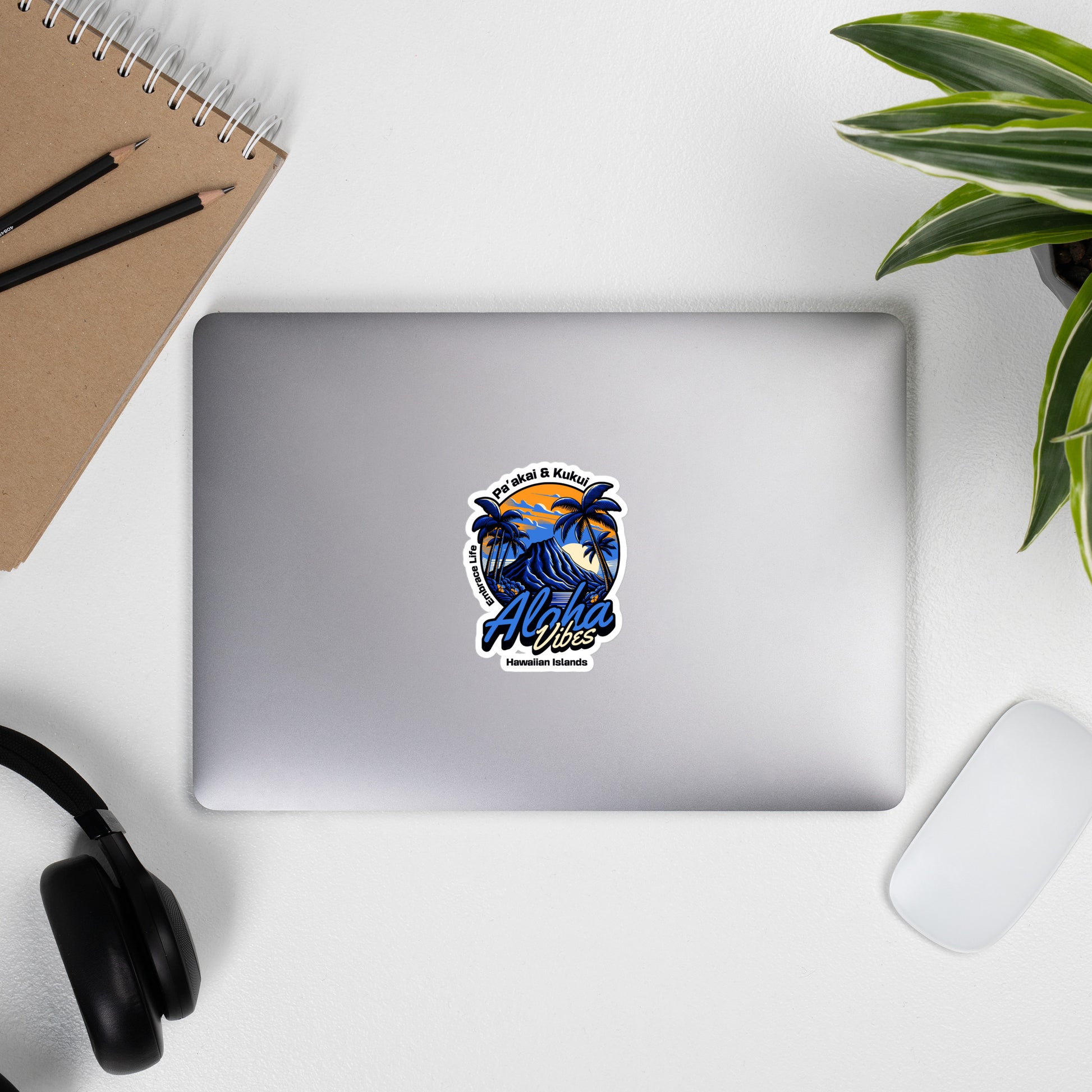 Aloha Vibes (Blue) Bubble-free stickers Sticker Pa'akai & Kukui 4″×4″