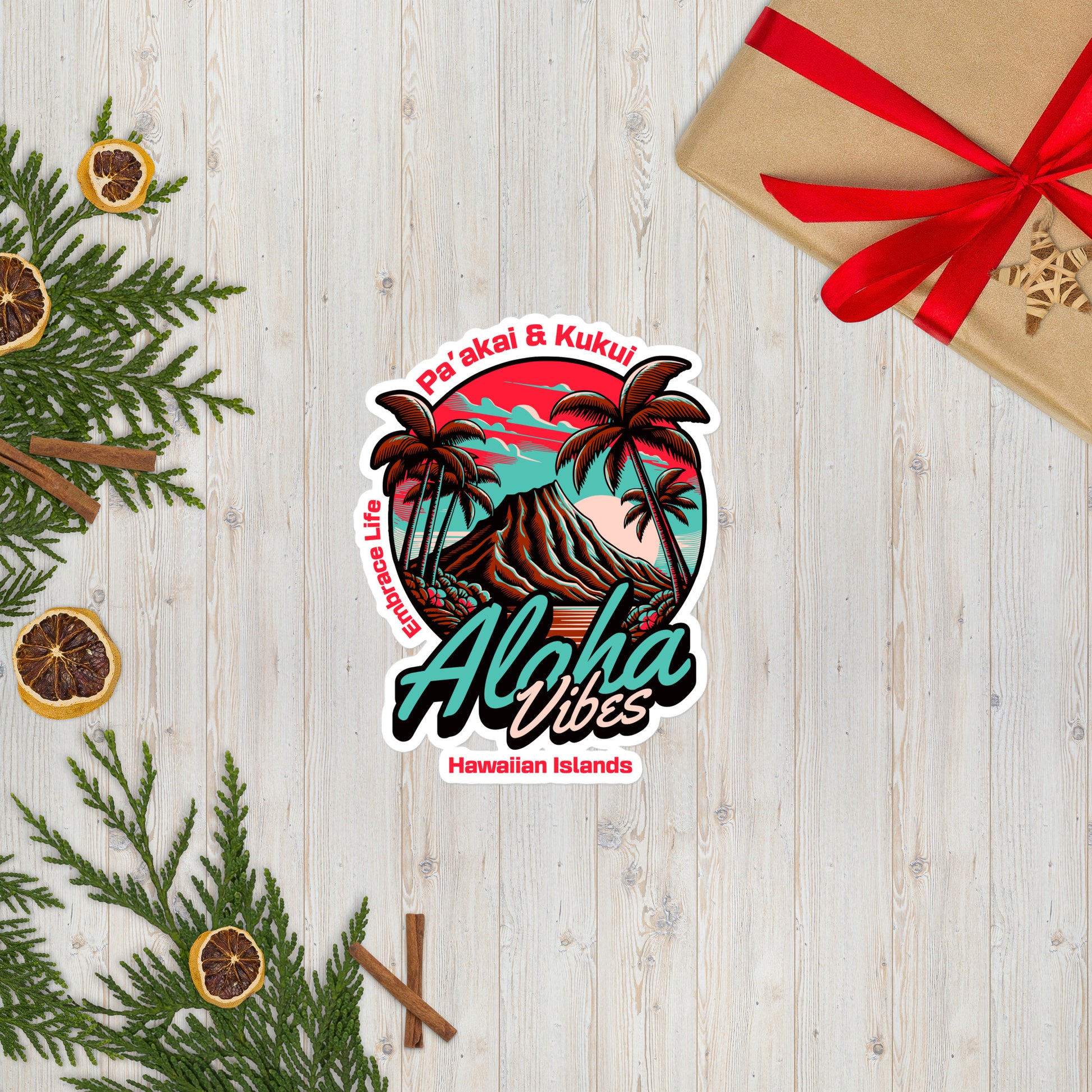 Aloha Vibes (Teal) Bubble-free stickers Sticker Pa'akai & Kukui 5.5″×5.5″