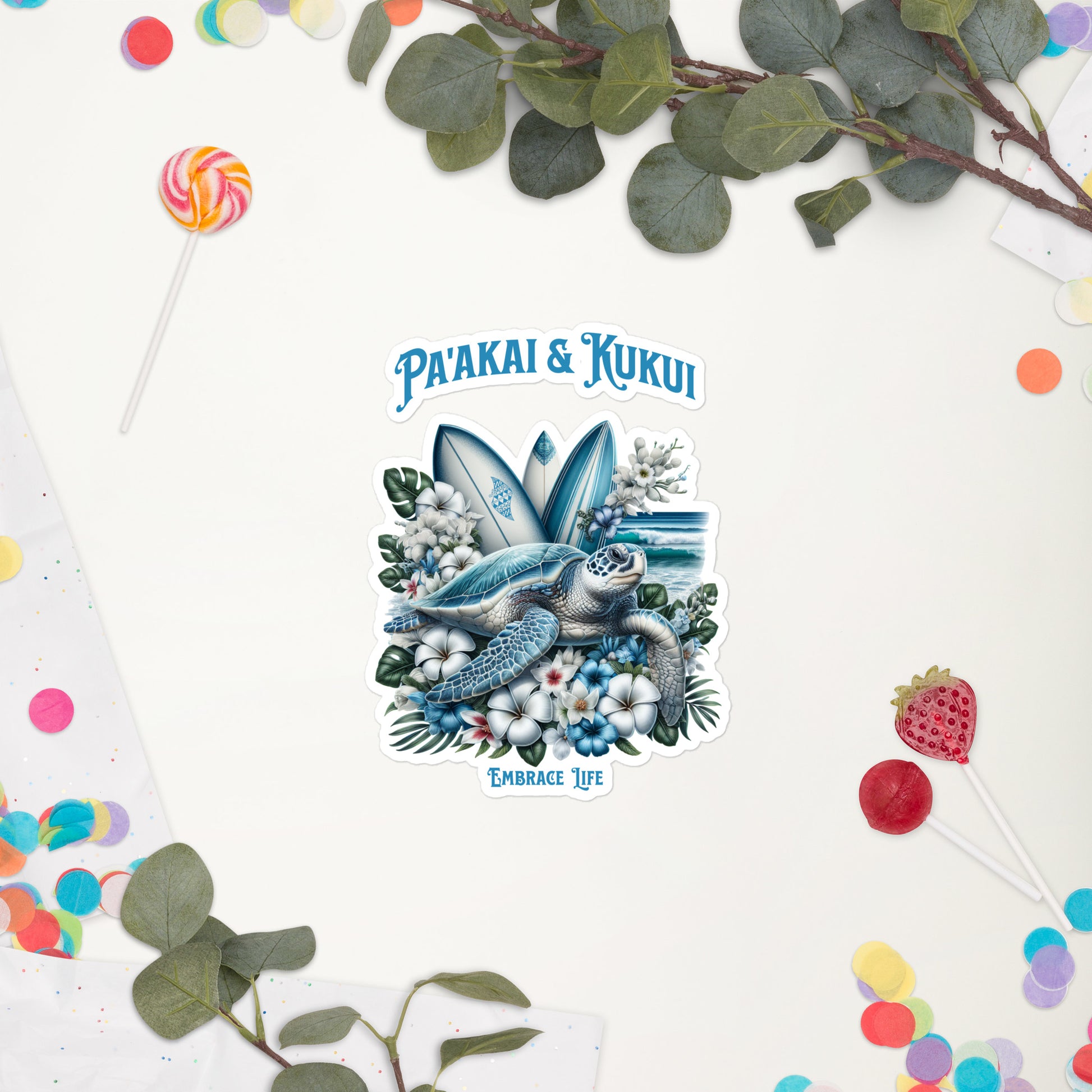 Blue Sea Turtle Bubble-free stickers Sticker Pa'akai & Kukui 5.5″×5.5″