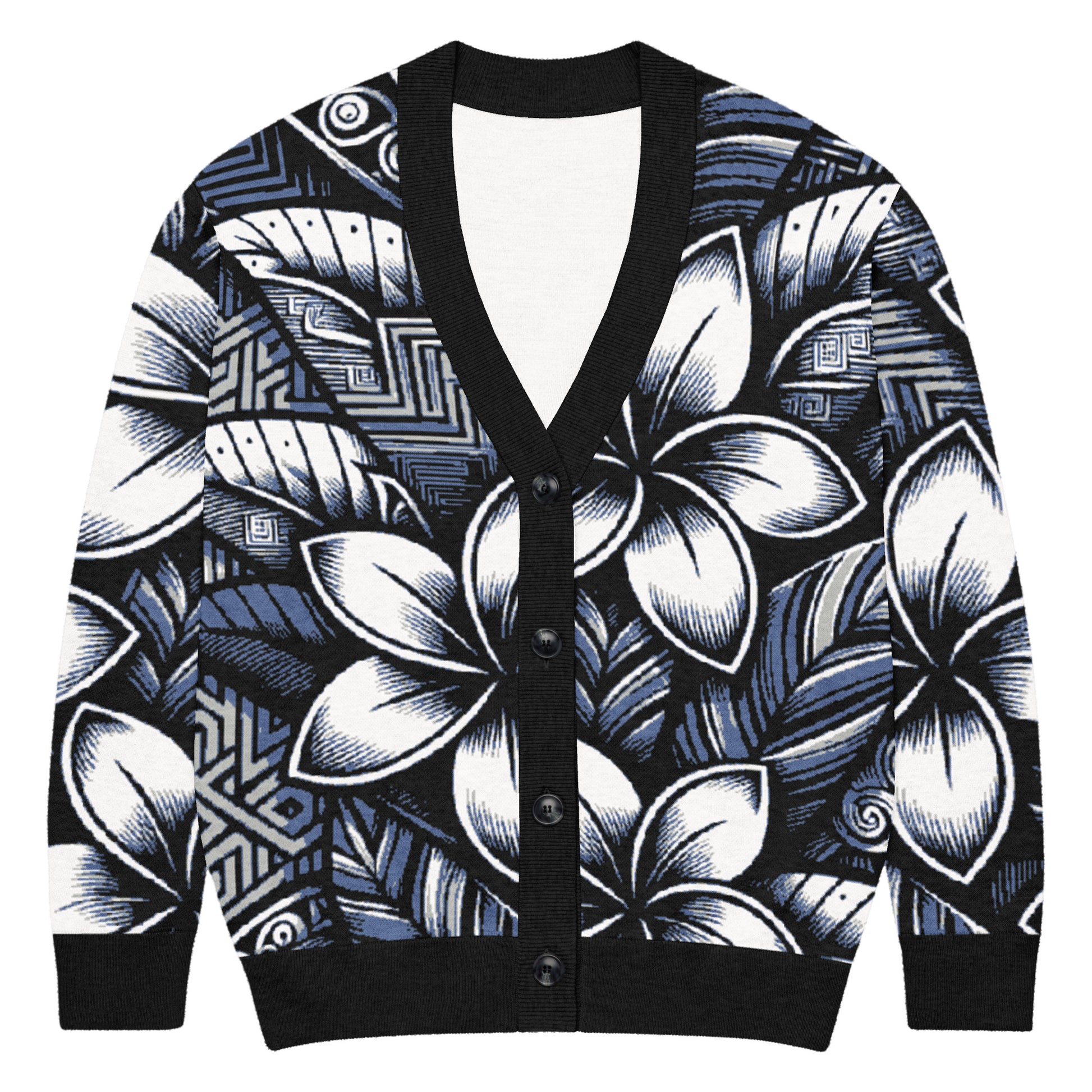 Pua 'Uli'uli Knitted cardigan Cardigan Pa'akai & Kukui 3XL