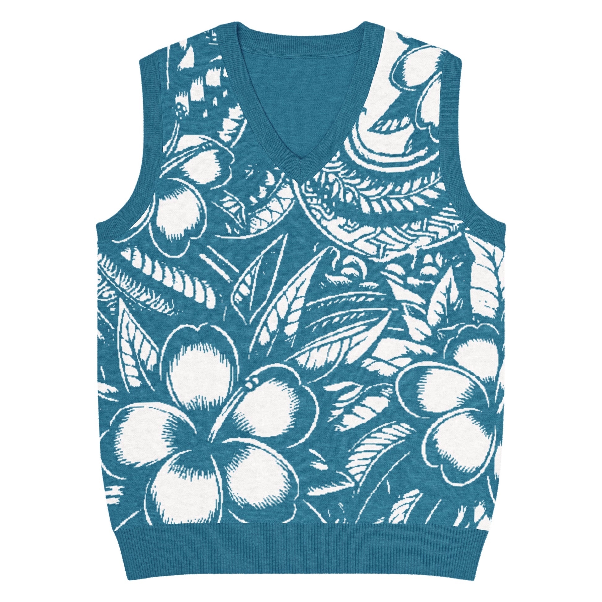 Loke Keʻokeʻo Knit V-neck vest Knitted V-Neck Vest Pa'akai & Kukui 2XL