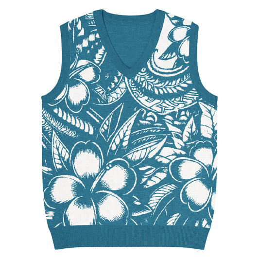 Loke Keʻokeʻo Knit V-neck vest Knitted V-Neck Vest Pa'akai & Kukui 3XL