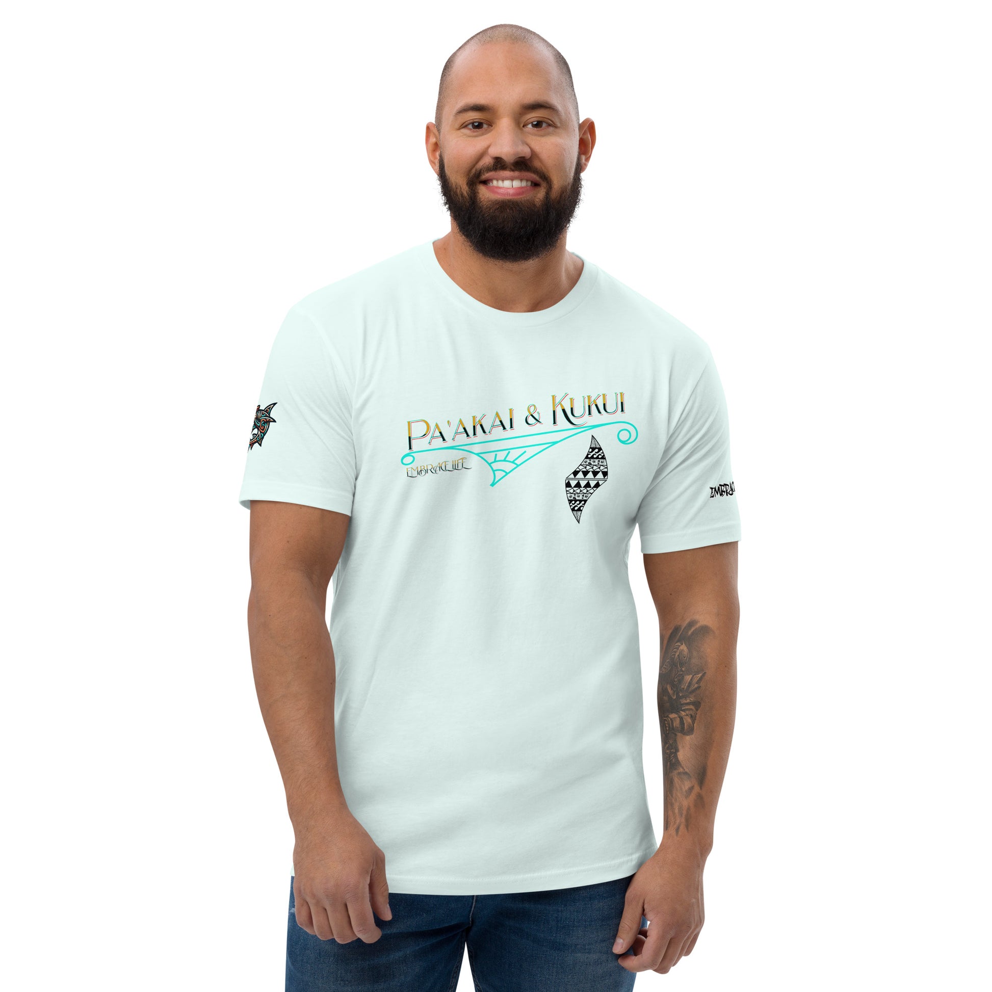 Paʻakai Filigree Hawaiian Fitted T-Shirt — Polynesian Streetwear Premium Tee T-shirt Pa'akai & Kukui Light Blue S