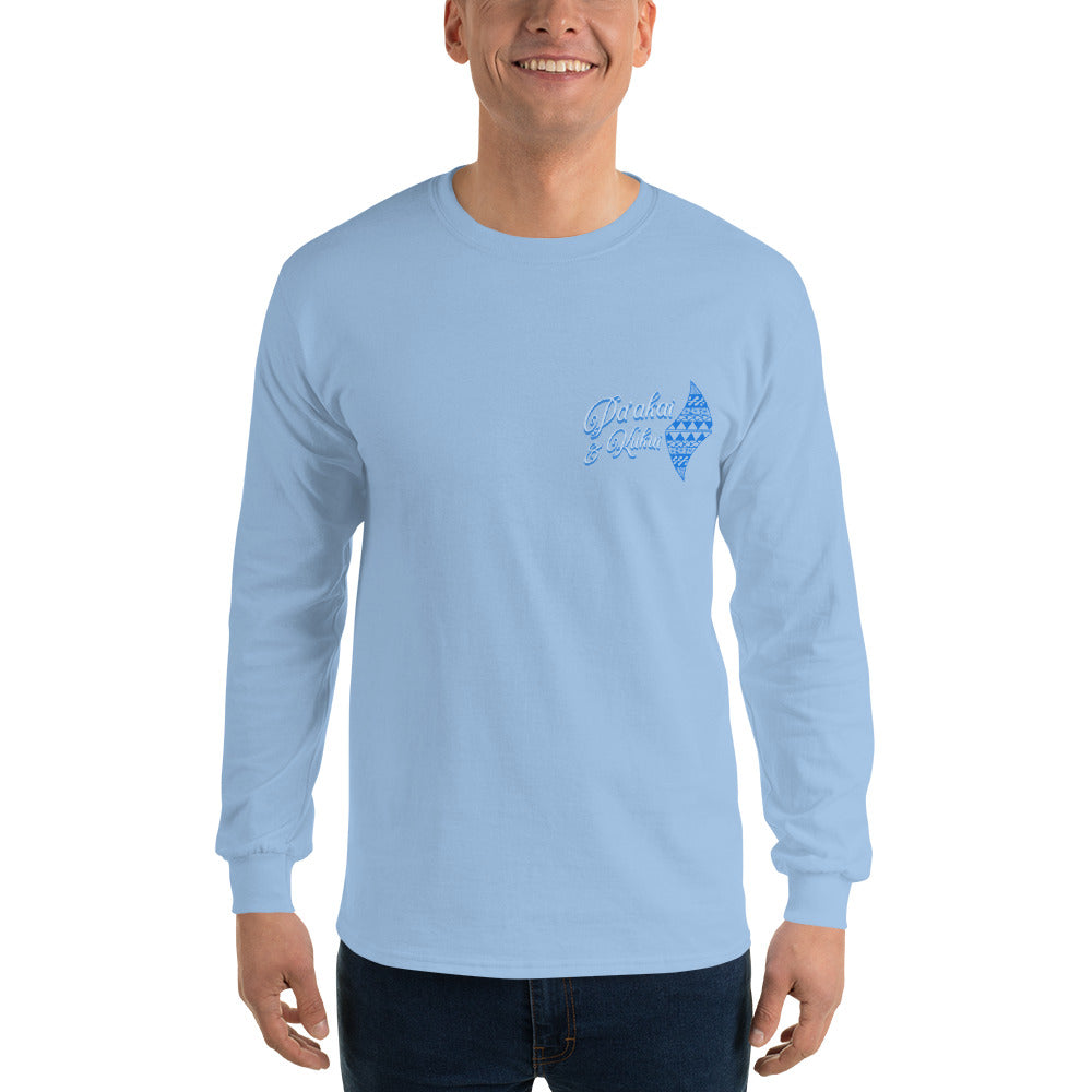Japanese Cherry Blossom Hawaiian Long Sleeve T-Shirt — Aloha Streetwear Floral Long Sleeve T-shirt Pa'akai & Kukui Light Blue S