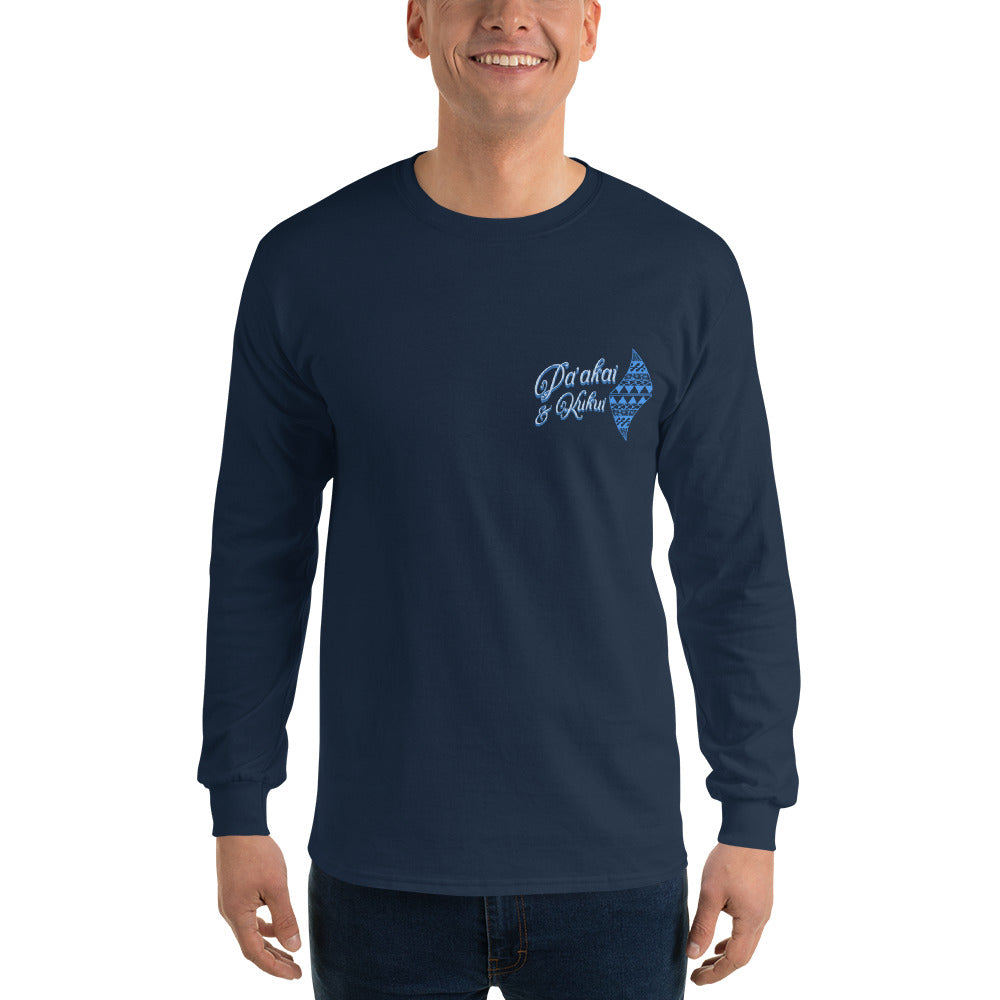 Japanese Cherry Blossom Hawaiian Long Sleeve T-Shirt — Aloha Streetwear Floral Long Sleeve T-shirt Pa'akai & Kukui Navy S