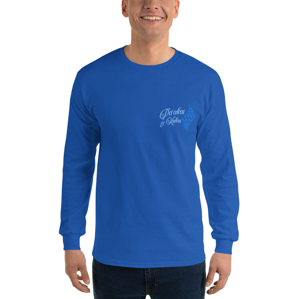 Japanese Cherry Blossom Hawaiian Long Sleeve T-Shirt — Aloha Streetwear Floral Long Sleeve T-shirt Pa'akai & Kukui Royal S