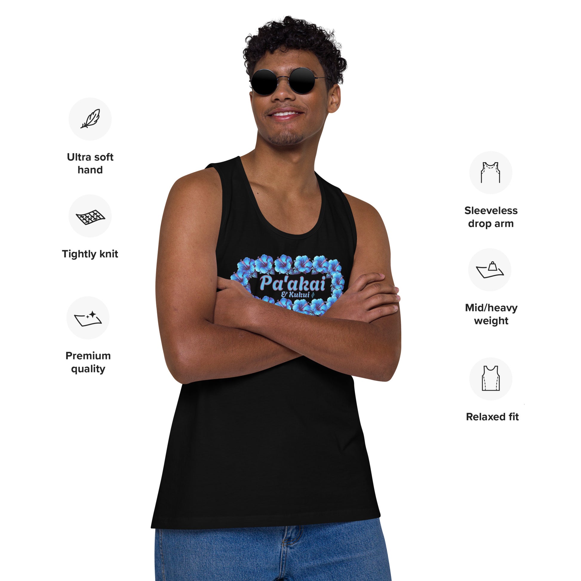 Pua aloalo Men’s premium tank top Tank Top Pa'akai & Kukui