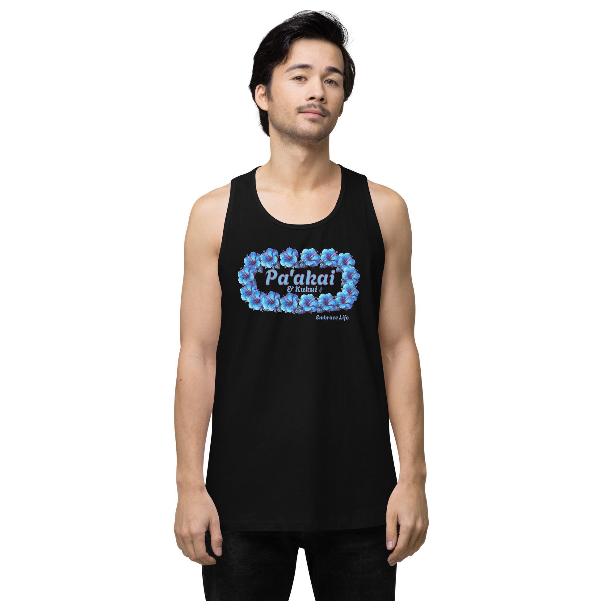 Pua aloalo Men’s premium tank top Tank Top Pa'akai & Kukui Black S