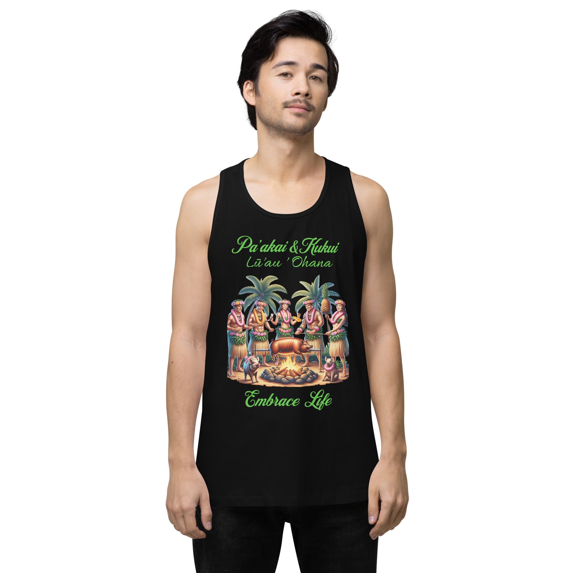 Pa'akai & Kukui Lū'au 'Ohana - Men’s premium tank top Tank Top Pa'akai & Kukui Black S
