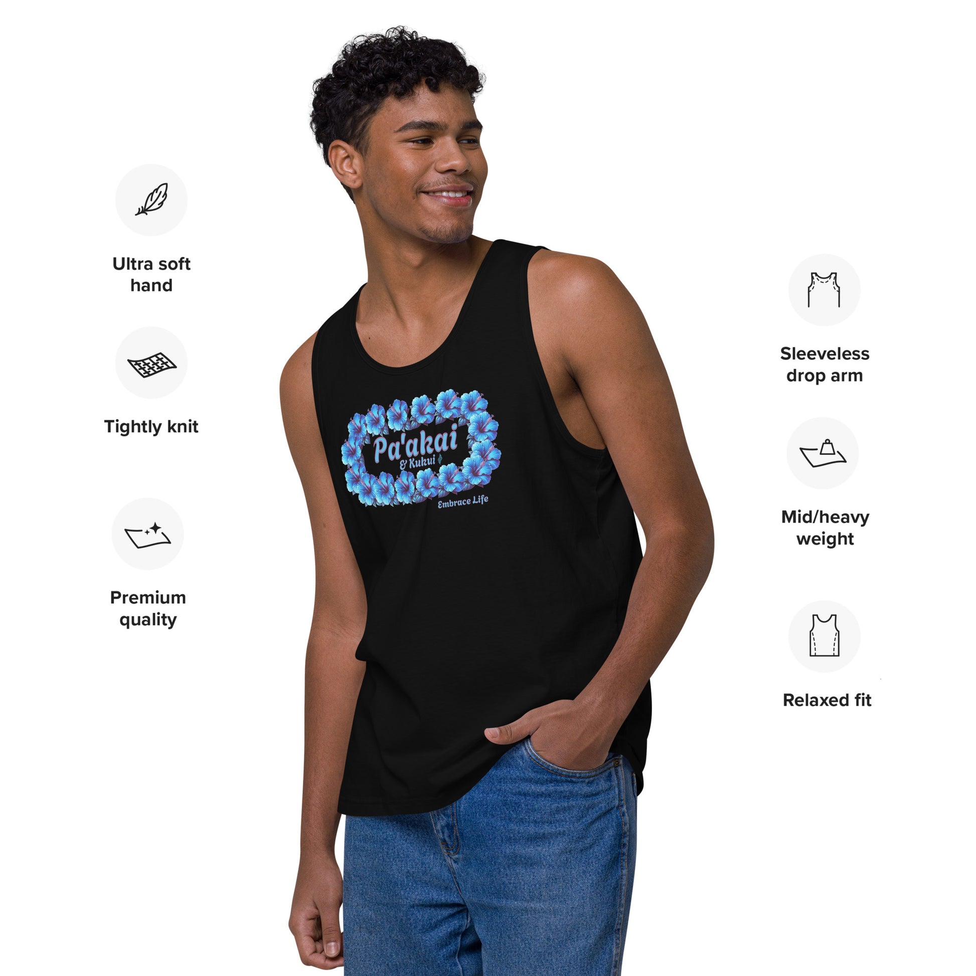 Pua aloalo Men’s premium tank top Tank Top Pa'akai & Kukui