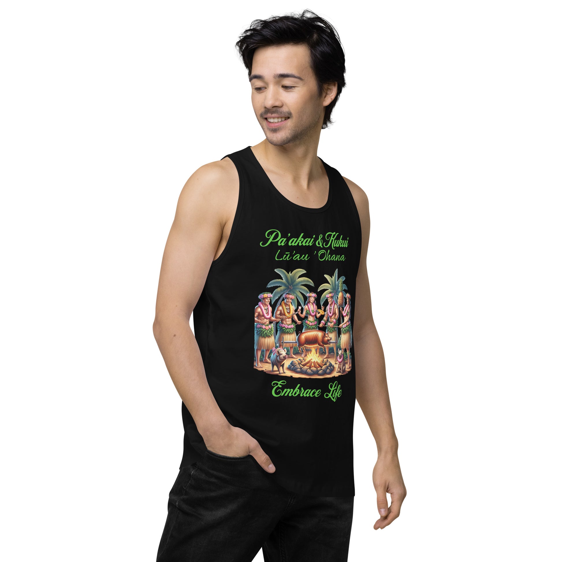 Pa'akai & Kukui Lū'au 'Ohana - Men’s premium tank top Tank Top Pa'akai & Kukui