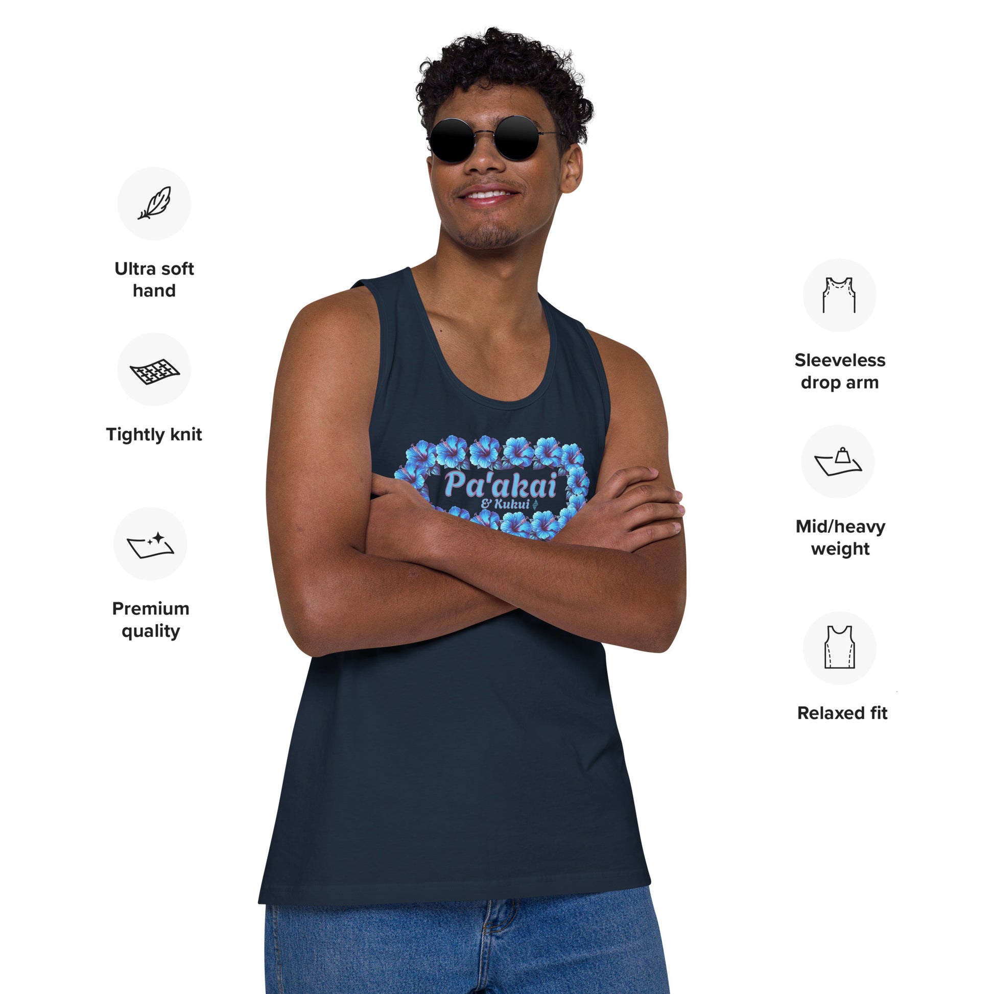 Pua aloalo Men’s premium tank top Tank Top Pa'akai & Kukui