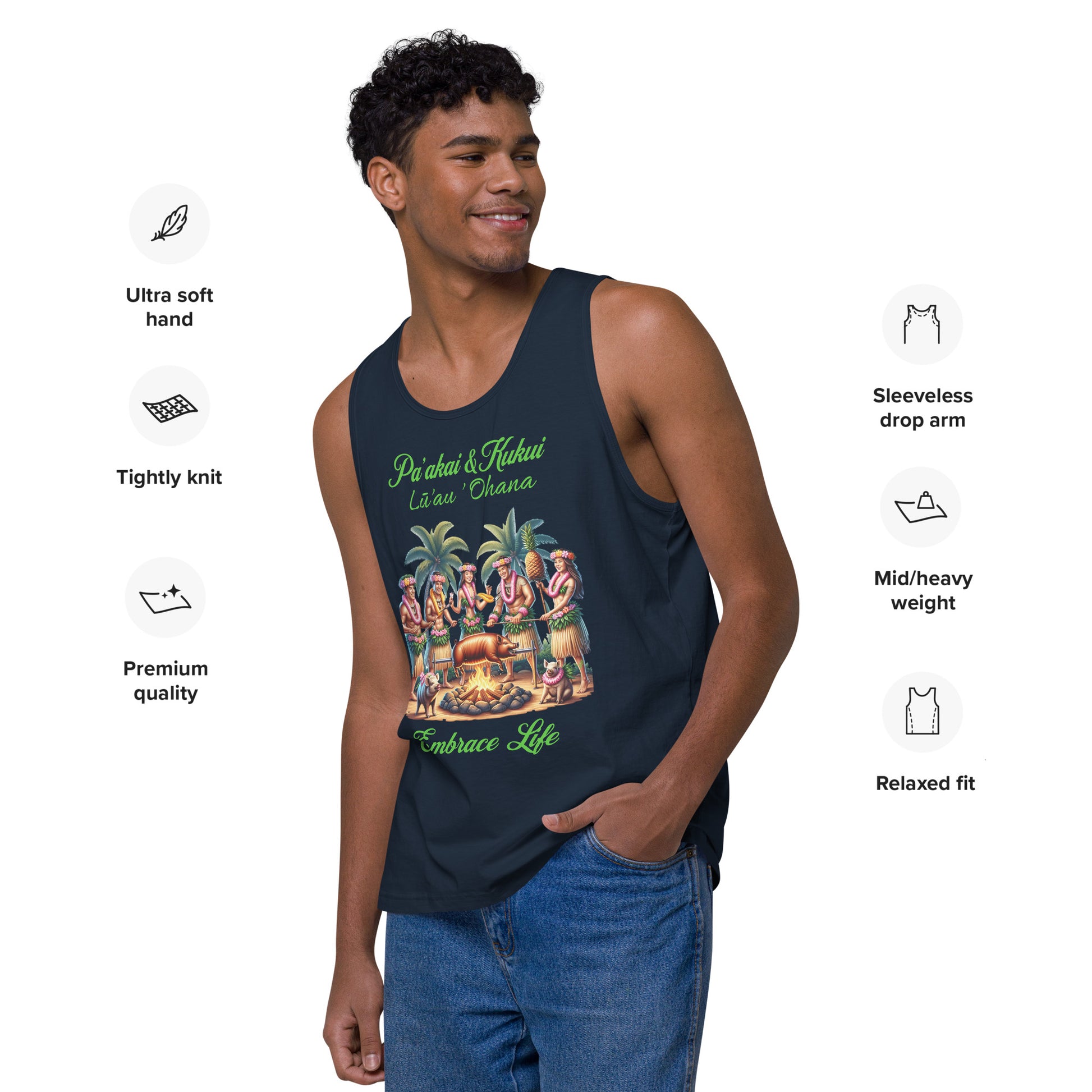Pa'akai & Kukui Lū'au 'Ohana - Men’s premium tank top Tank Top Pa'akai & Kukui
