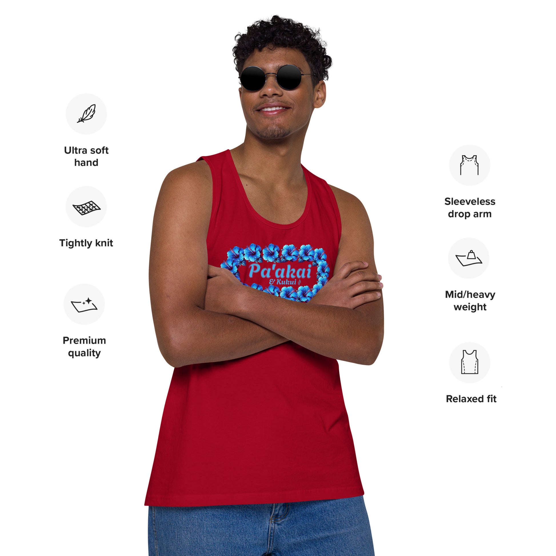 Pua aloalo Men’s premium tank top Tank Top Pa'akai & Kukui