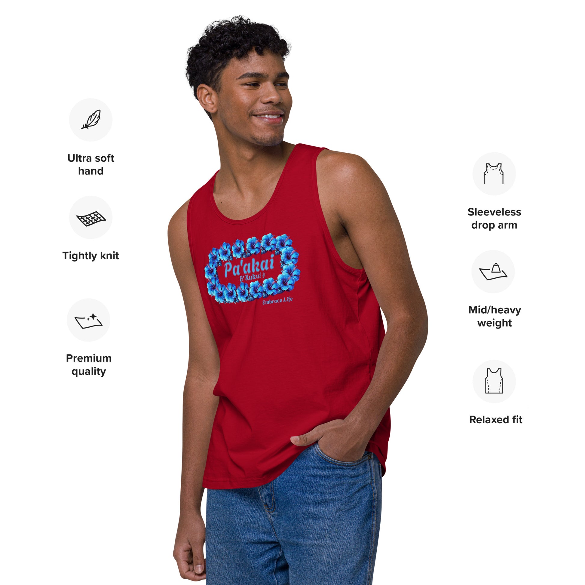 Pua aloalo Men’s premium tank top Tank Top Pa'akai & Kukui