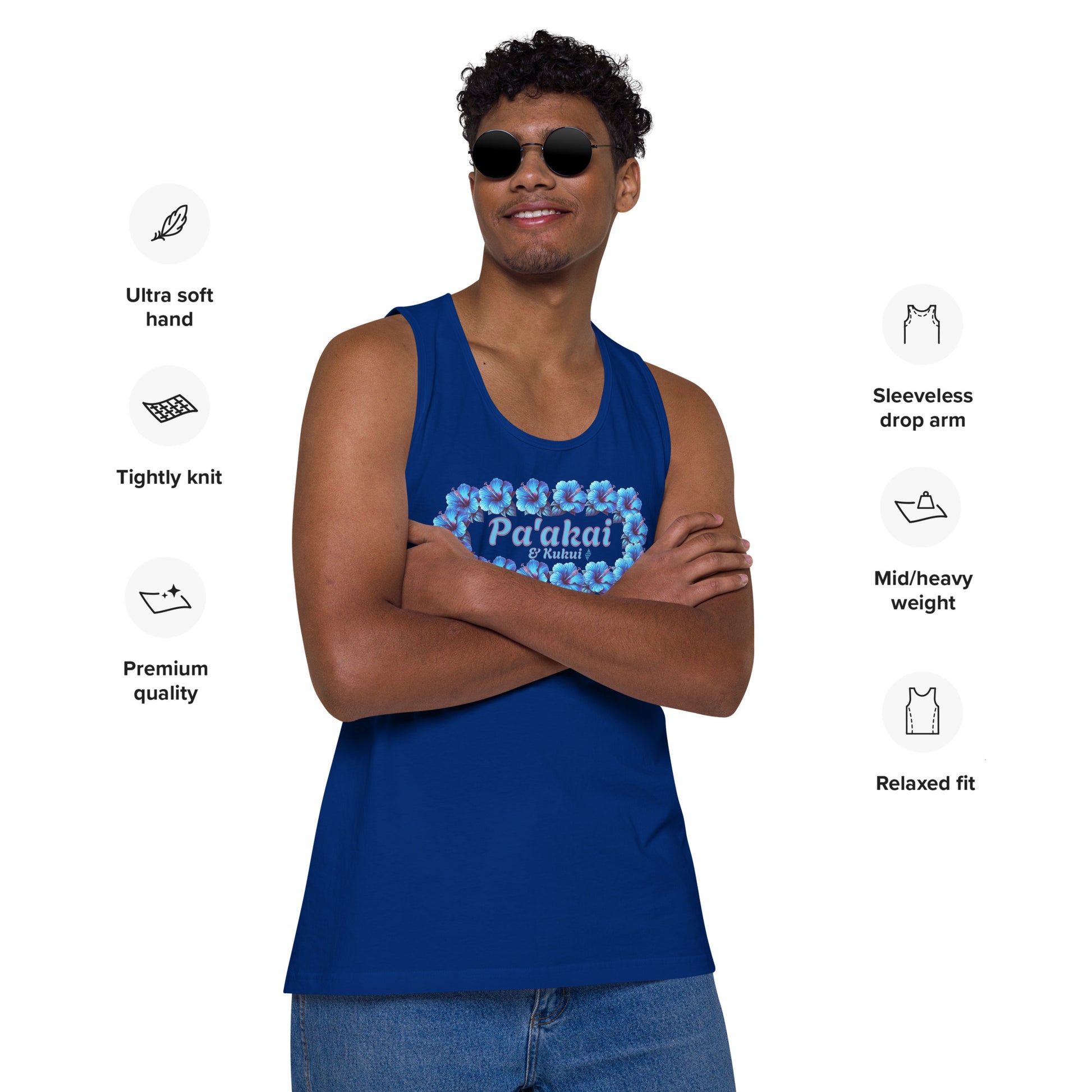 Pua aloalo Men’s premium tank top Tank Top Pa'akai & Kukui