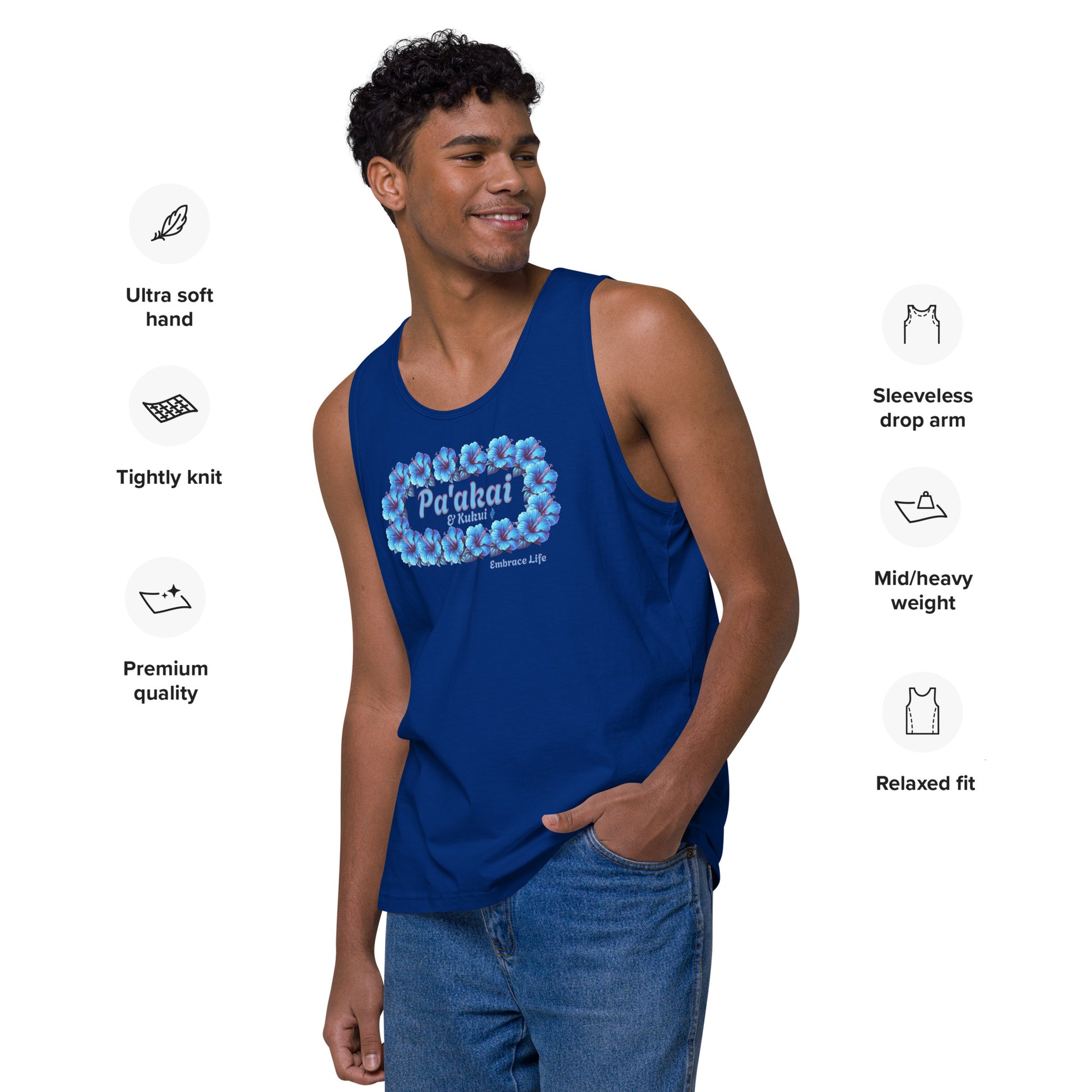 Pua aloalo Men’s premium tank top Tank Top Pa'akai & Kukui