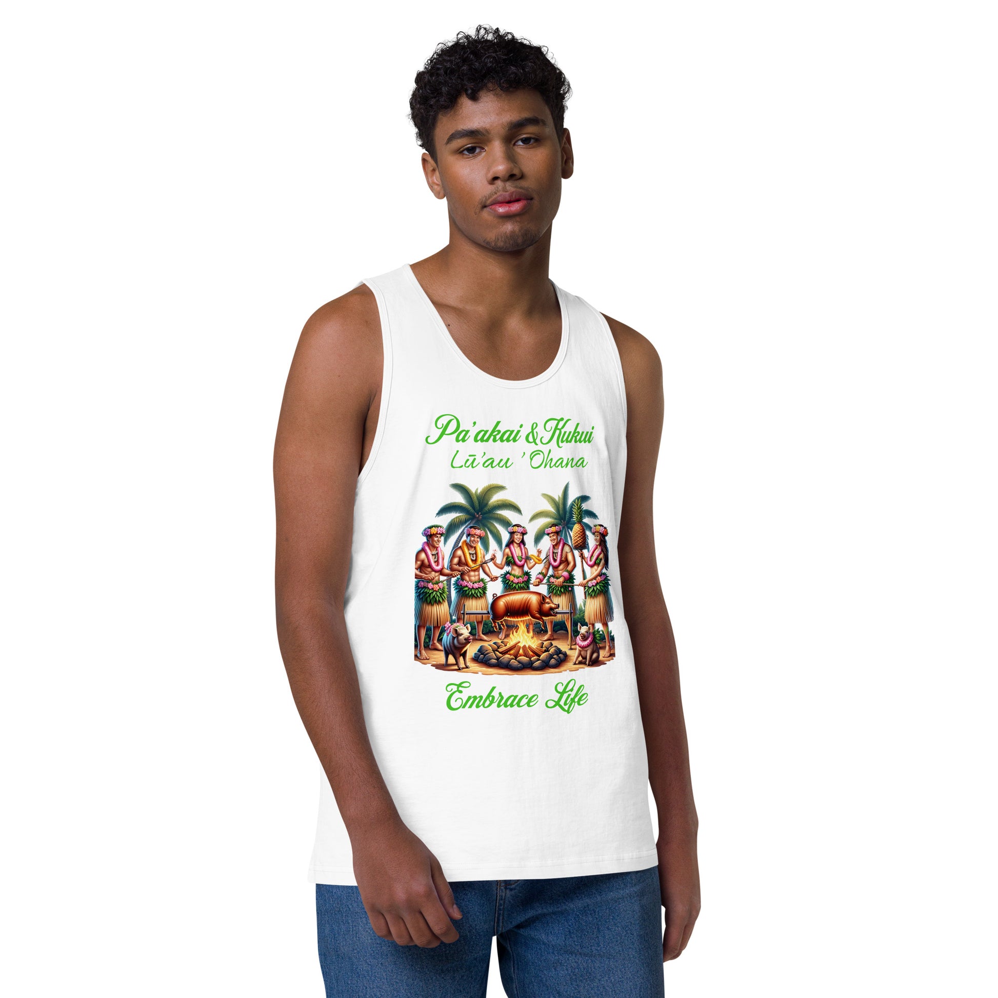 Pa'akai & Kukui Lū'au 'Ohana - Men’s premium tank top Tank Top Pa'akai & Kukui