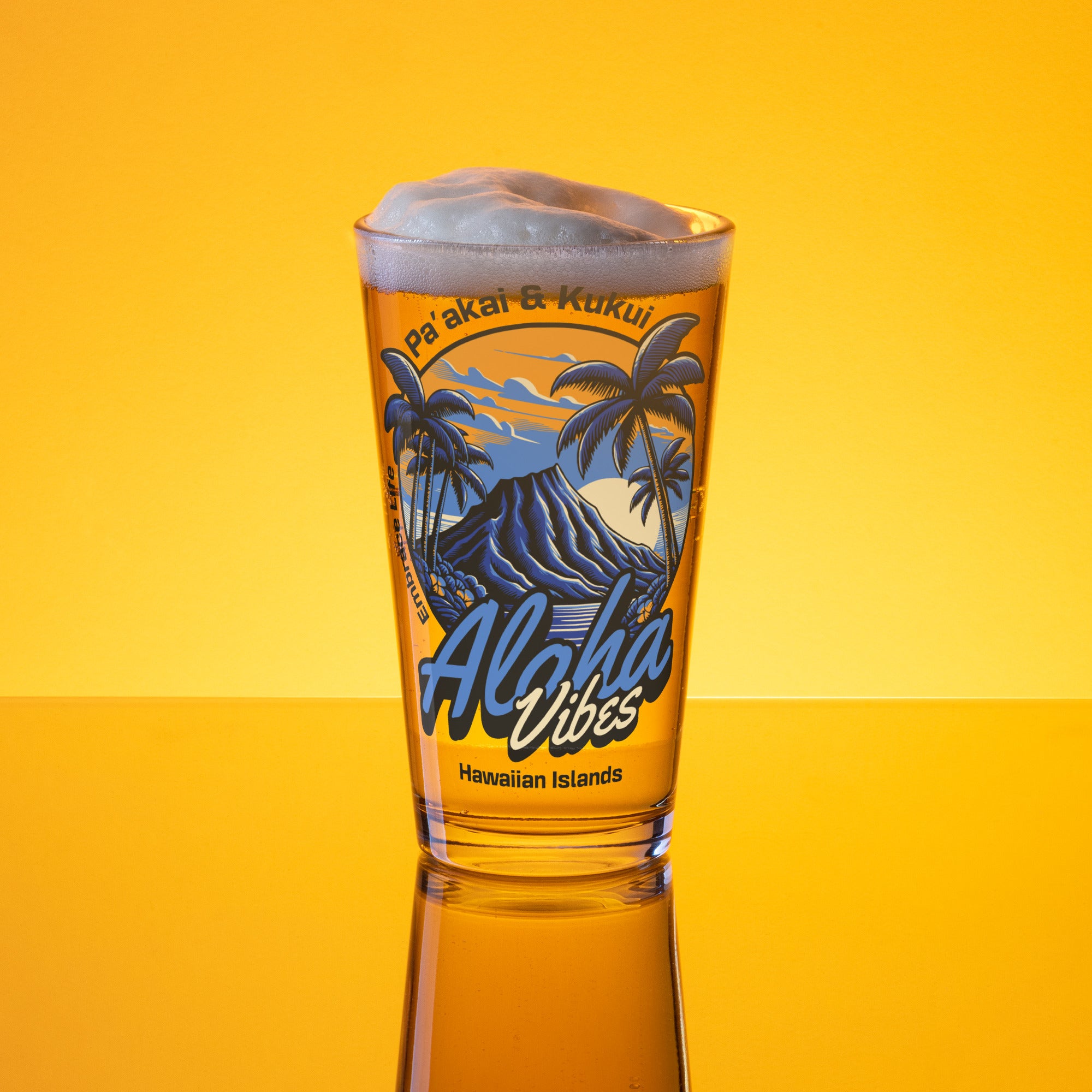 Aloha Vibes (Blue) Shaker pint glass Shaker Pint Glass Pa'akai & Kukui Default Title