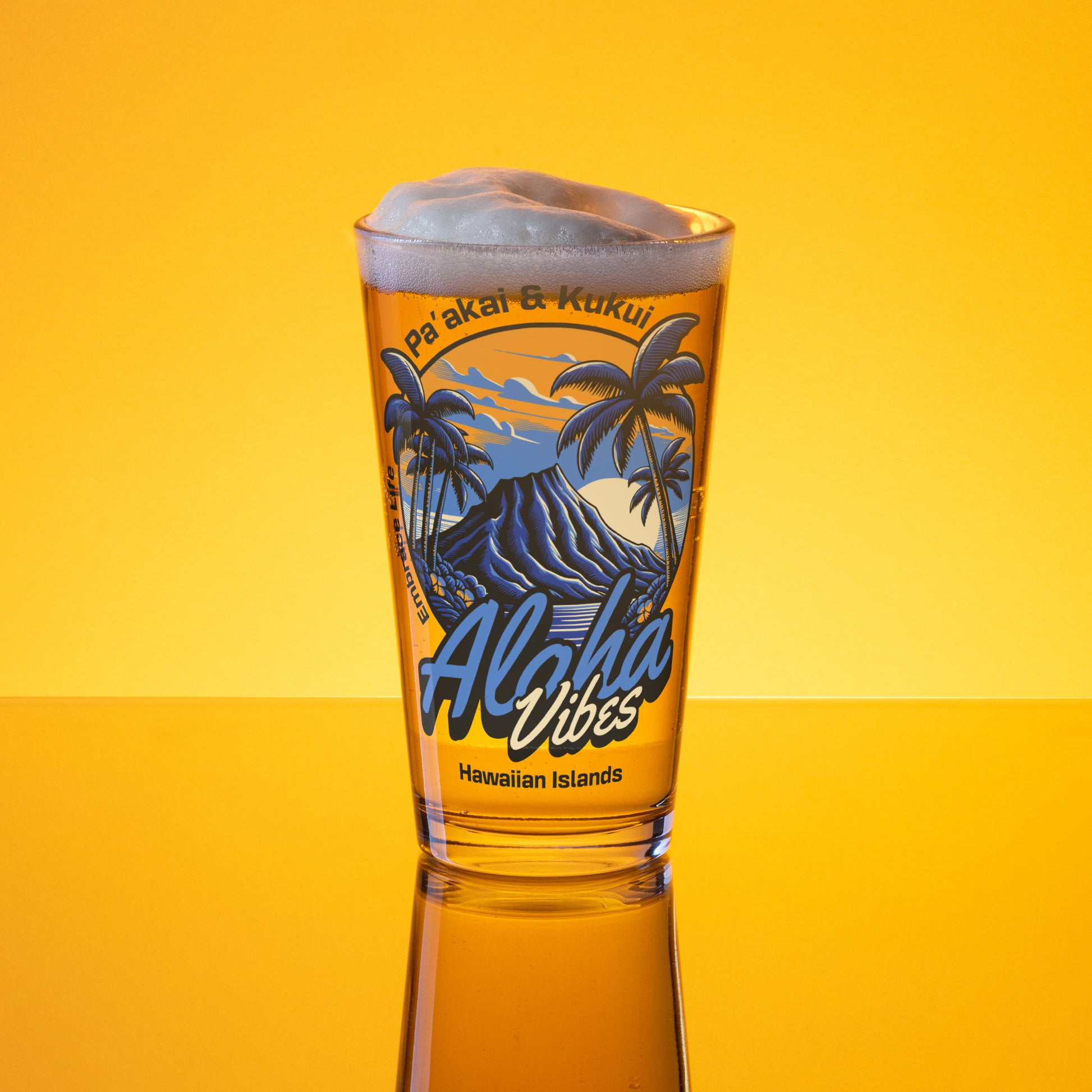 Aloha Vibes (Blue) Shaker pint glass Shaker Pint Glass Pa'akai & Kukui Default Title