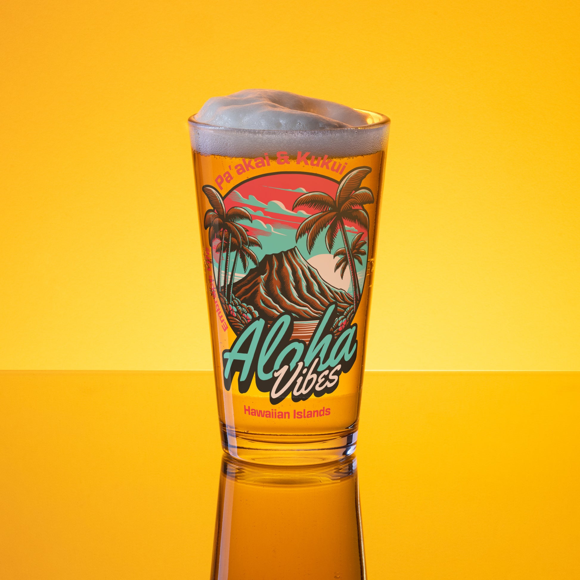Aloha Vibes (Teal) Shaker pint glass Shaker Pint Glass Pa'akai & Kukui Default Title