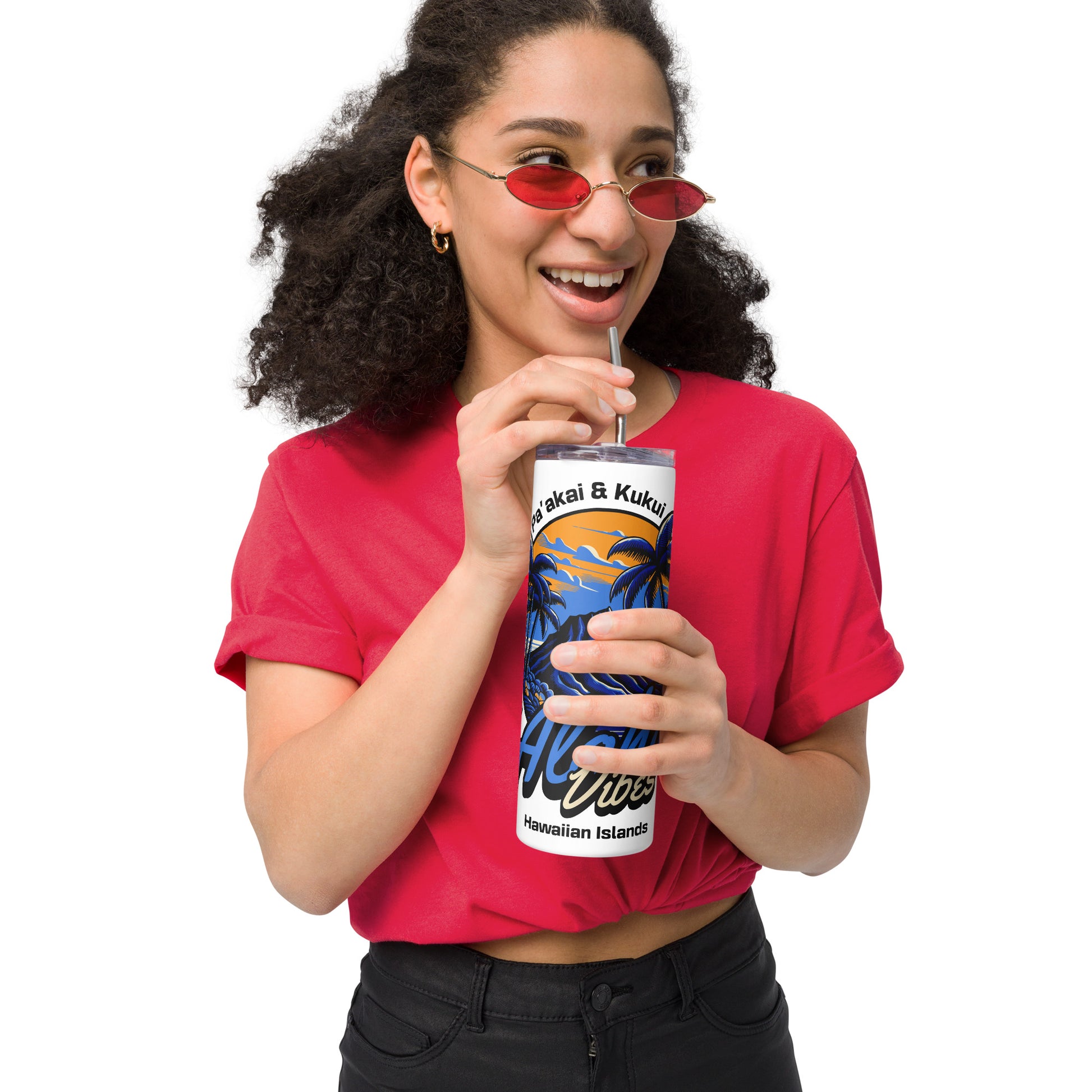 Aloha Vibes (Blue) Stainless steel tumbler Tumbler Pa'akai & Kukui Default Title