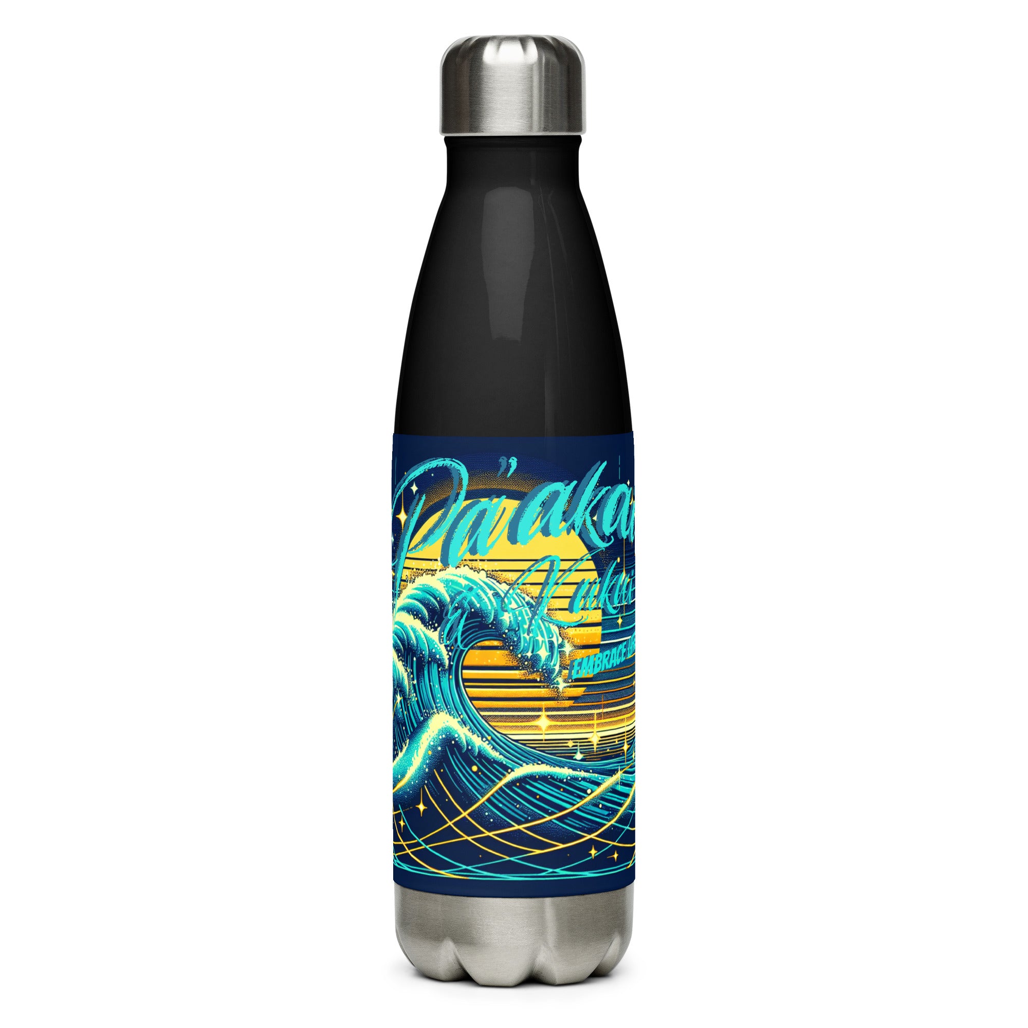 Blue Waves Stainless steel water bottle Water Bottle Pa'akai & Kukui Black