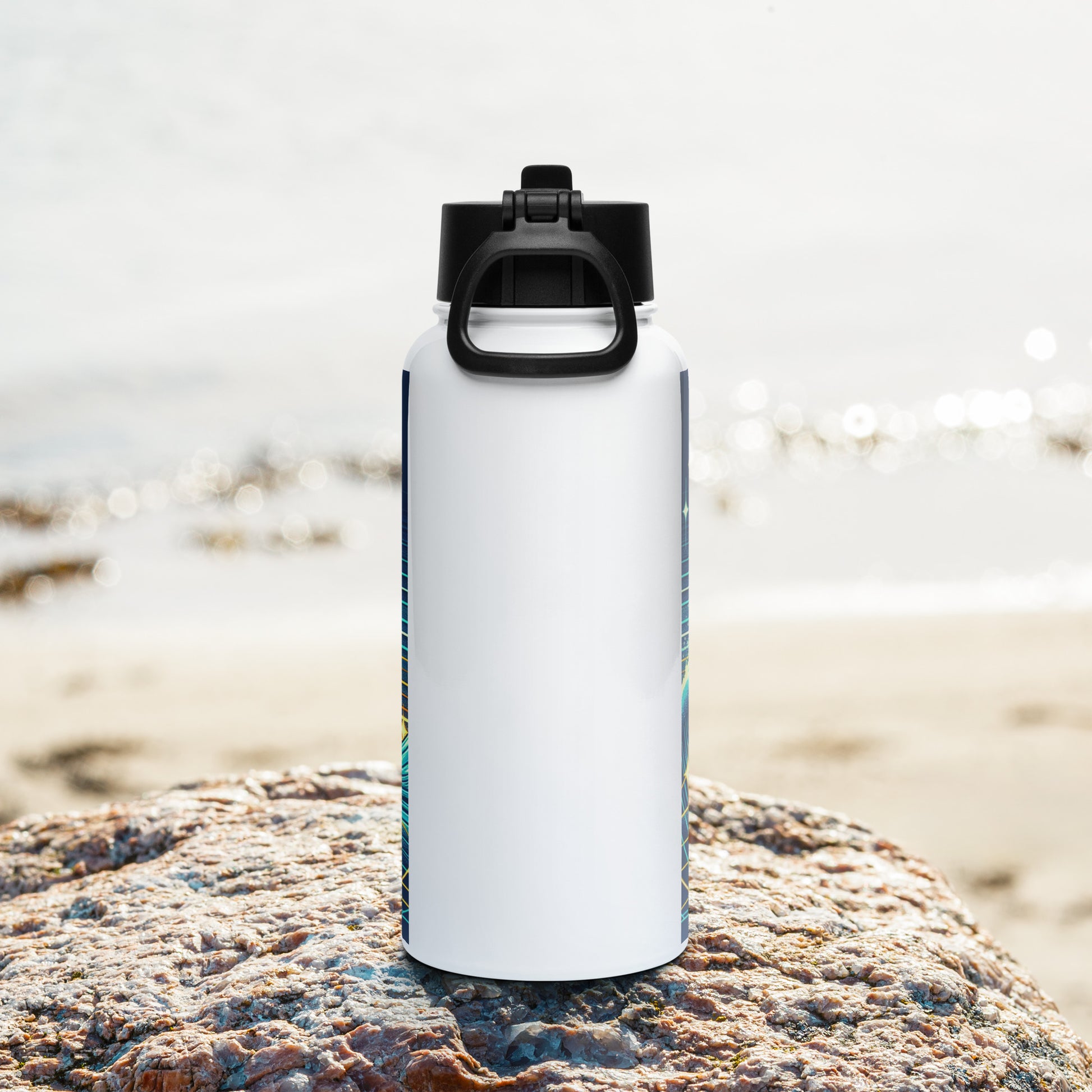 Blue Waves Stainless steel water bottle with a straw lid Water Bottle Pa'akai & Kukui
