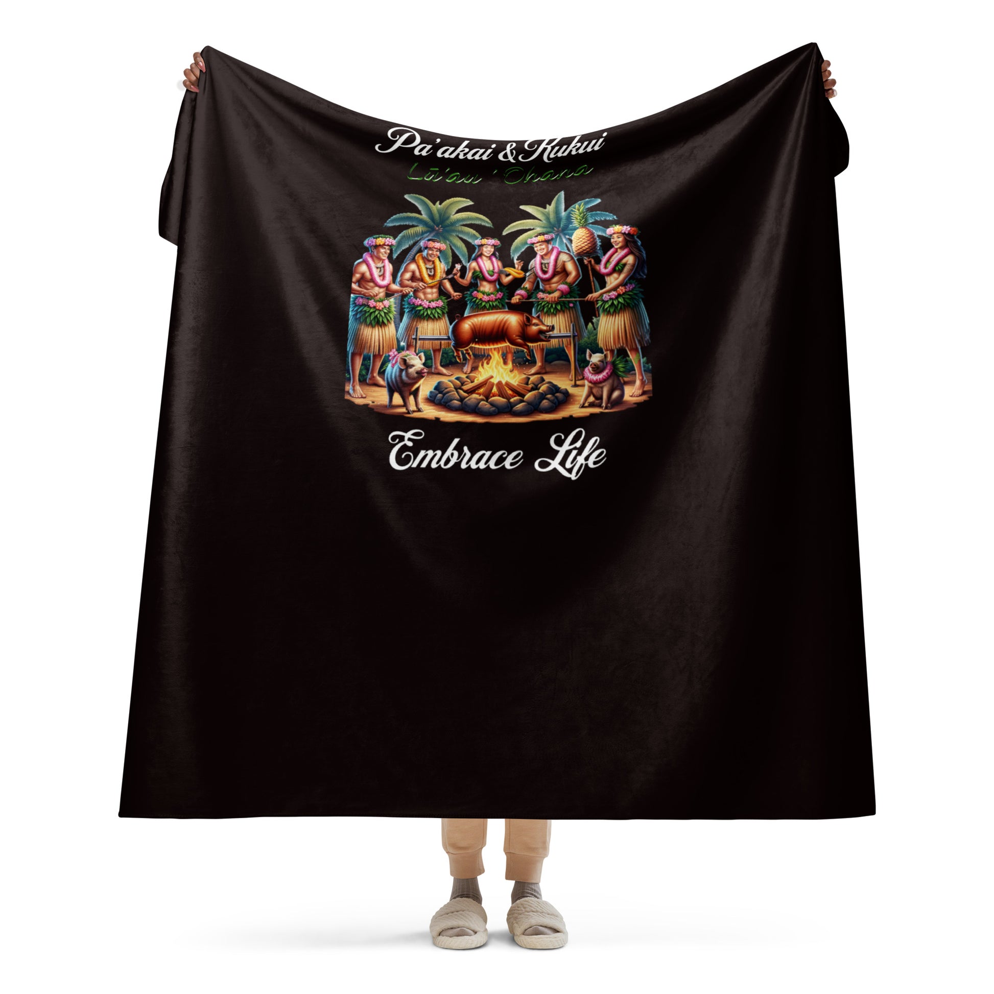 Lū'au 'Ohana Sherpa blanket Throw Blanket Pa'akai & Kukui