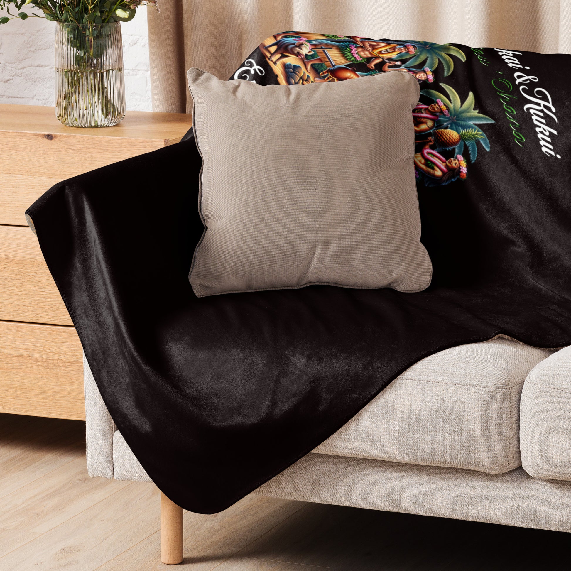 Lū'au 'Ohana Sherpa blanket Throw Blanket Pa'akai & Kukui