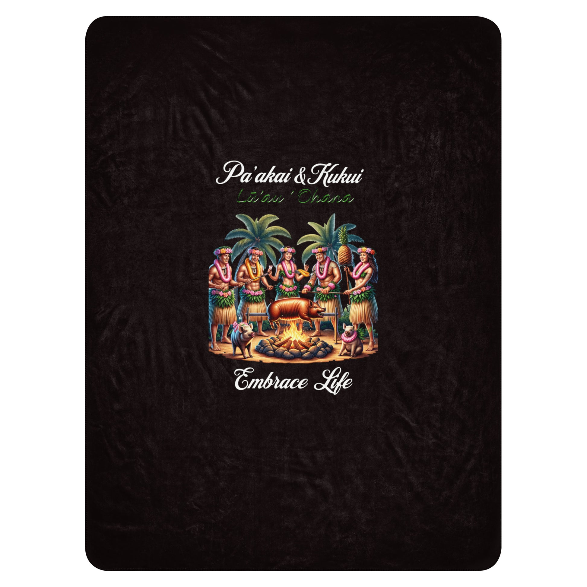 Lū'au 'Ohana Sherpa blanket Throw Blanket Pa'akai & Kukui