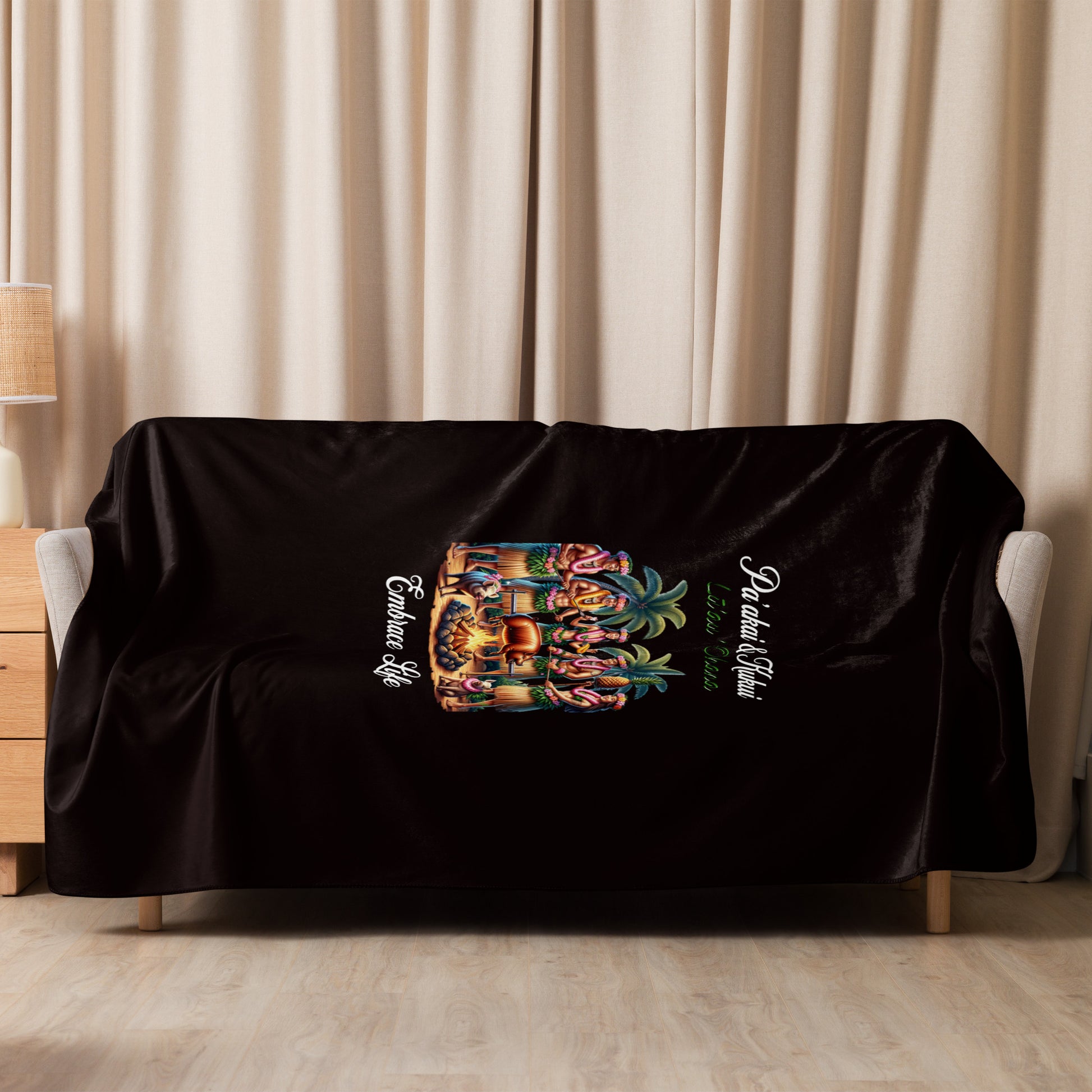 Lū'au 'Ohana Sherpa blanket Throw Blanket Pa'akai & Kukui