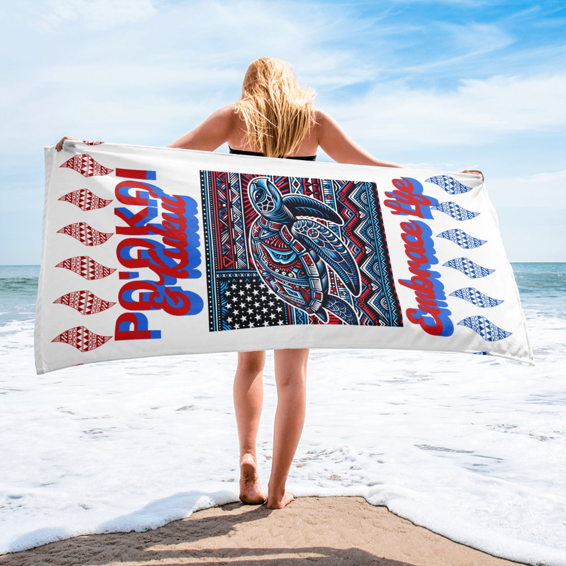 Tribal Sea Turtle Towel (Patriotic) Towel Pa'akai & Kukui