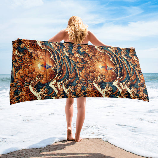 Japanese Wave Art Towel