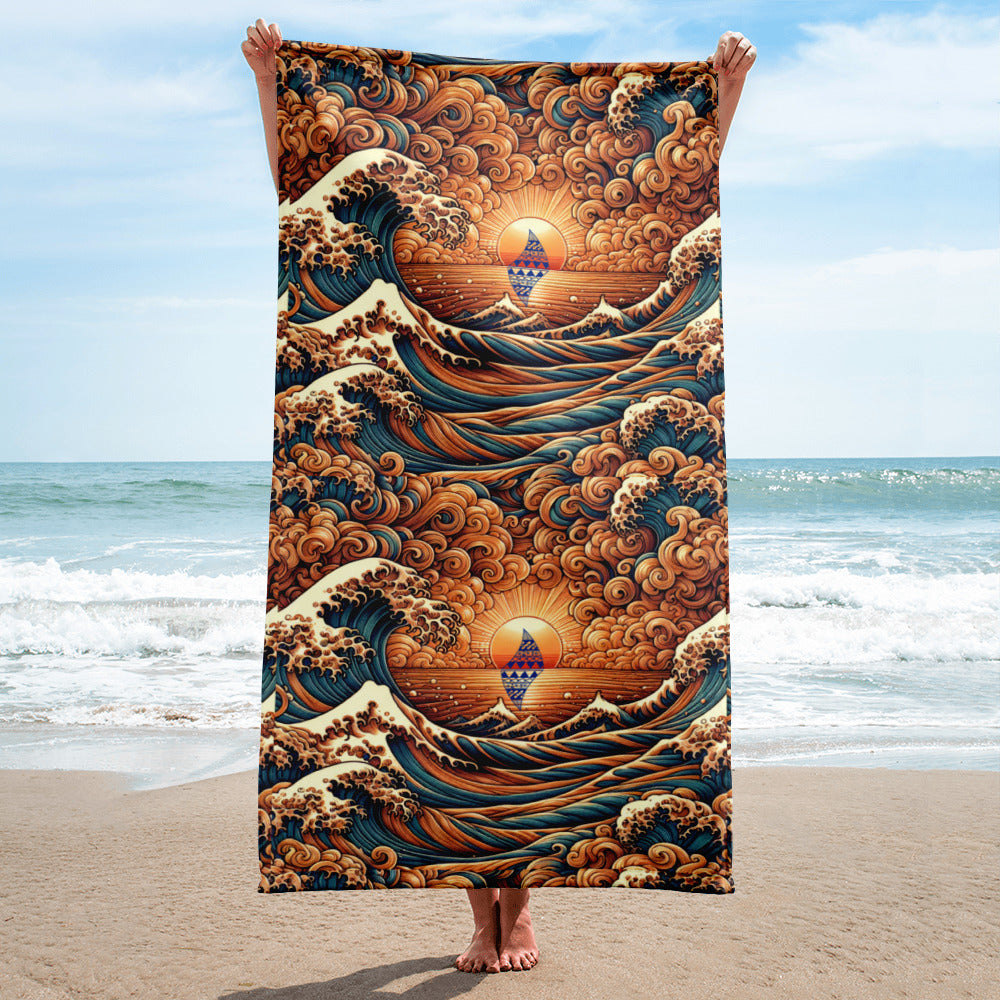 Japanese Wave Art Towel Towel Pa'akai & Kukui Default Title