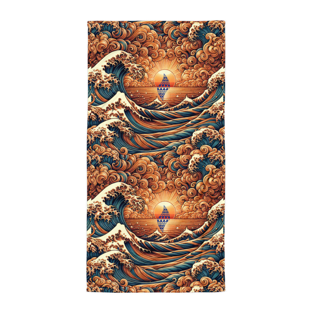 Japanese Wave Art Towel Towel Pa'akai & Kukui