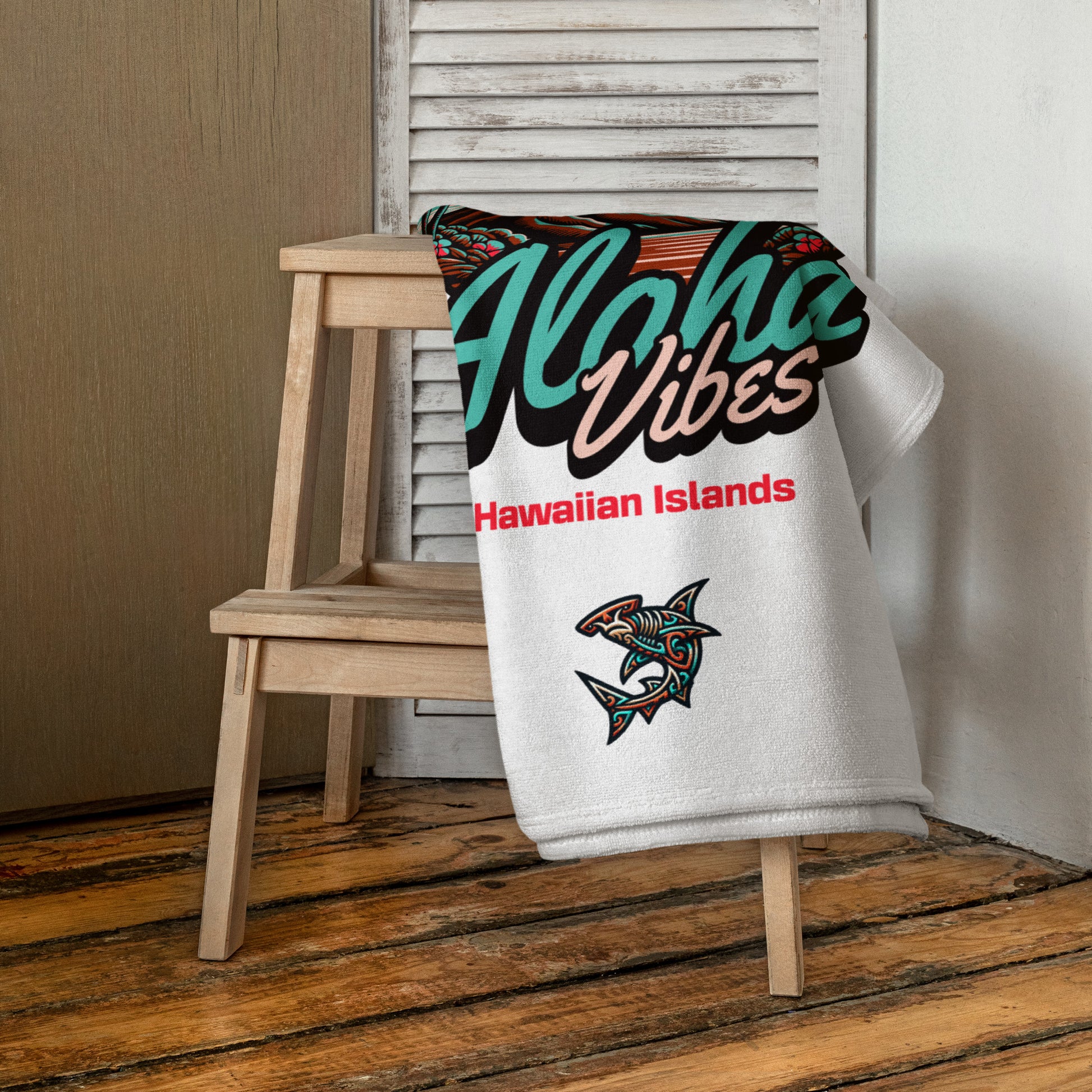Aloha Vibes (Aqua) Towel Towel Pa'akai & Kukui