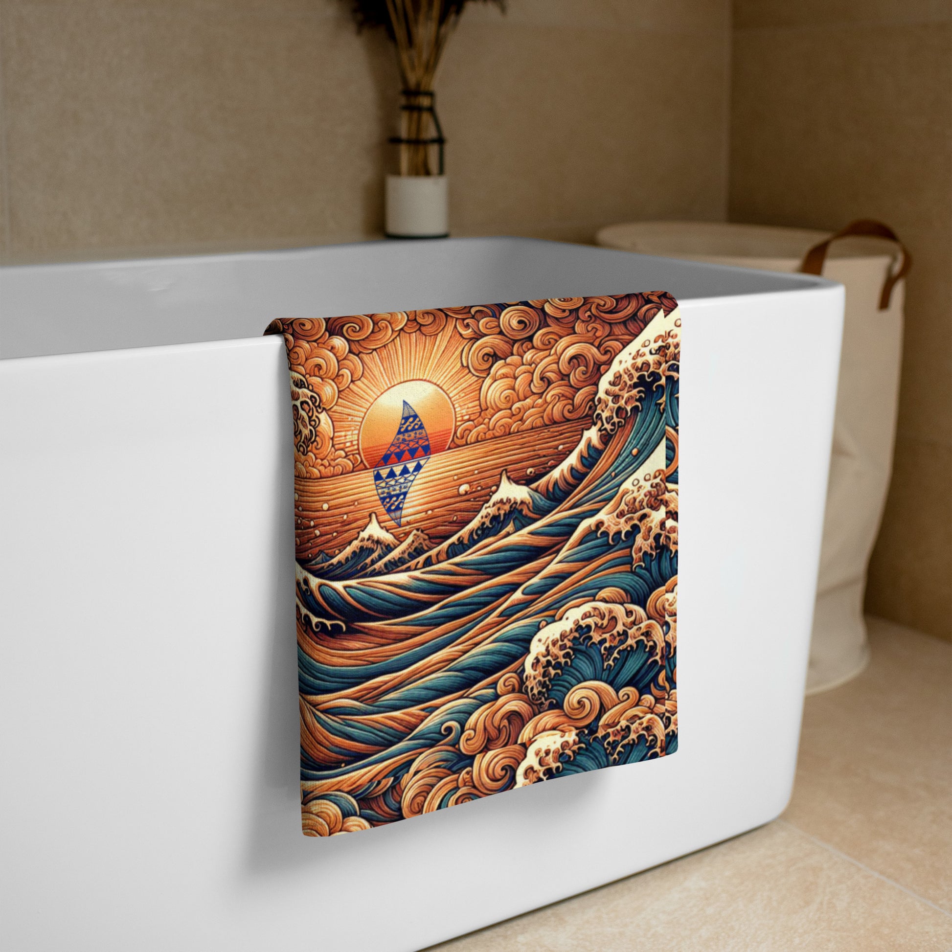 Japanese Wave Art Towel Towel Pa'akai & Kukui