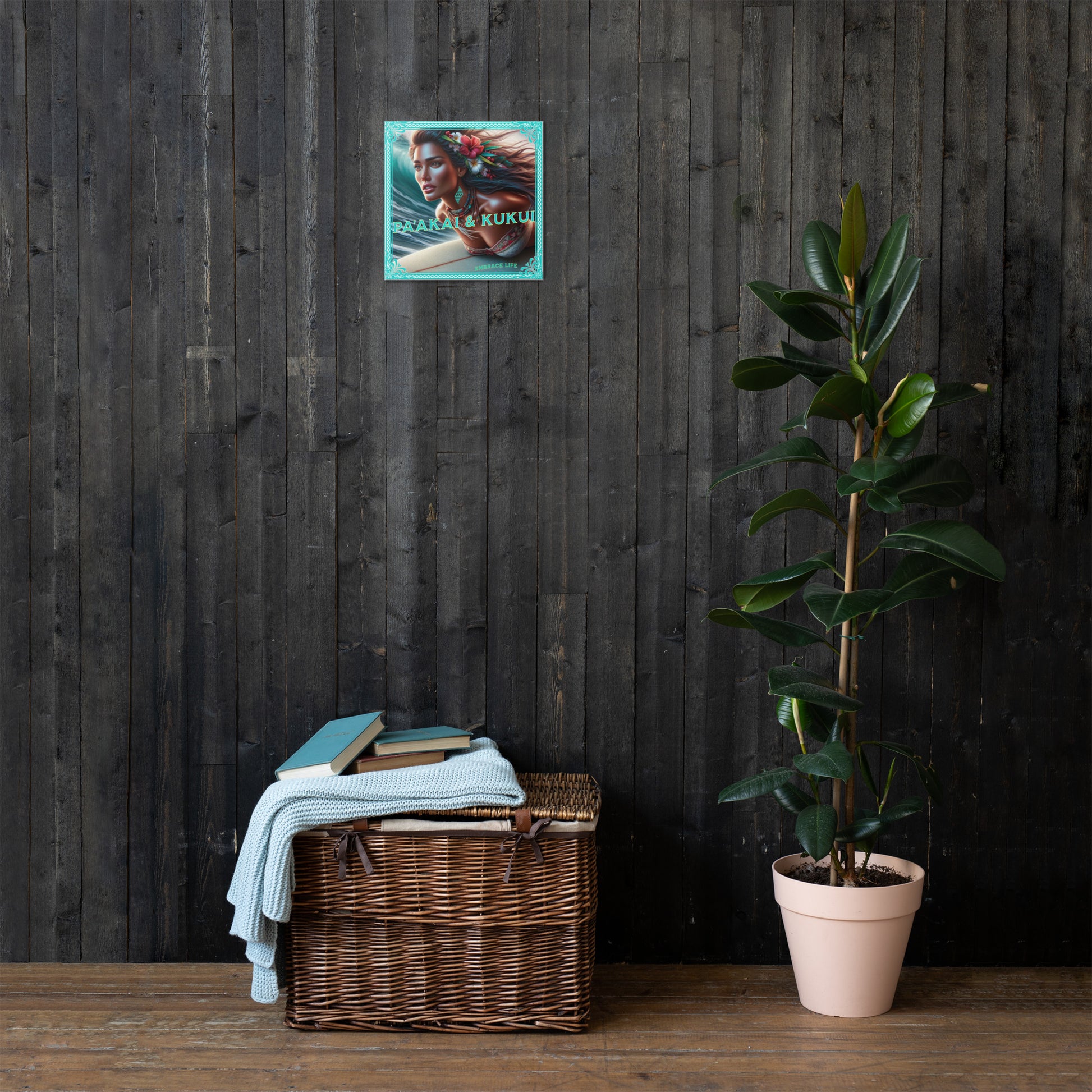Hawaiian Surfer Chic - Thin canvas Canvas Pa'akai & Kukui 12″×12″