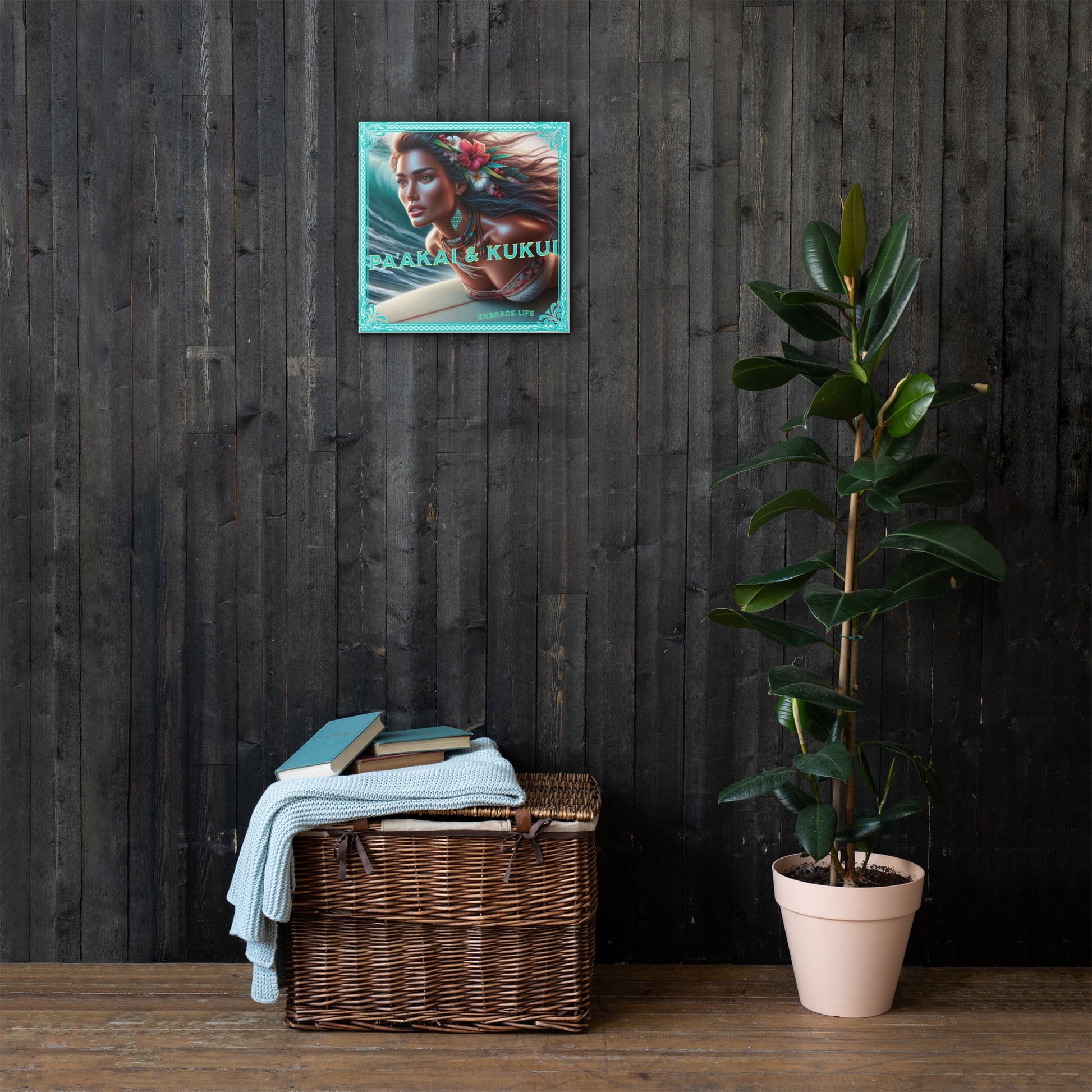 Hawaiian Surfer Chic - Thin canvas Canvas Pa'akai & Kukui 16″×16″