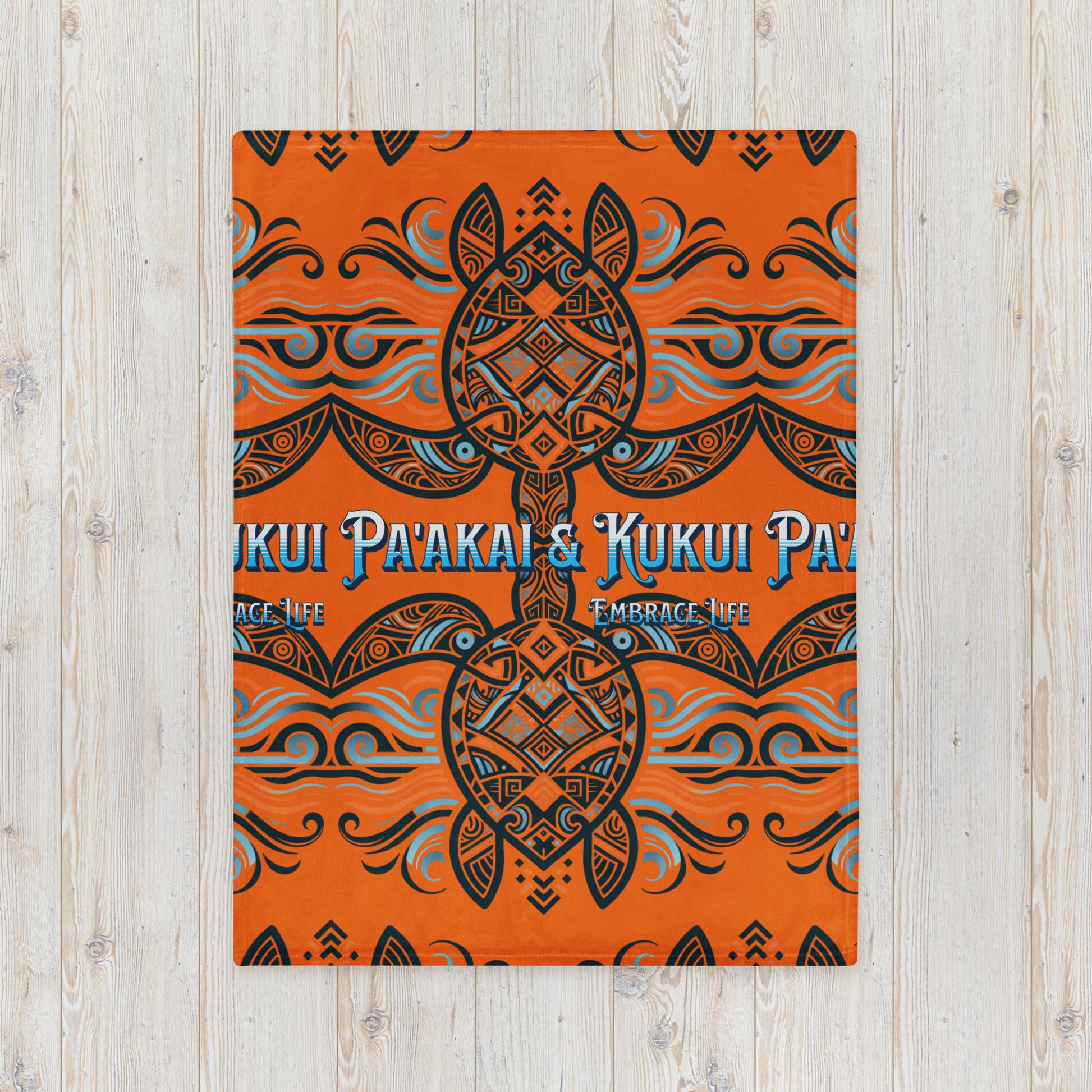 'Ālani Tribal Honu Throw Blanket Throw Blanket Pa'akai & Kukui 30″×40″