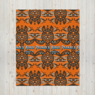 'Ālani Tribal Honu Throw Blanket Throw Blanket Pa'akai & Kukui 50″×60″
