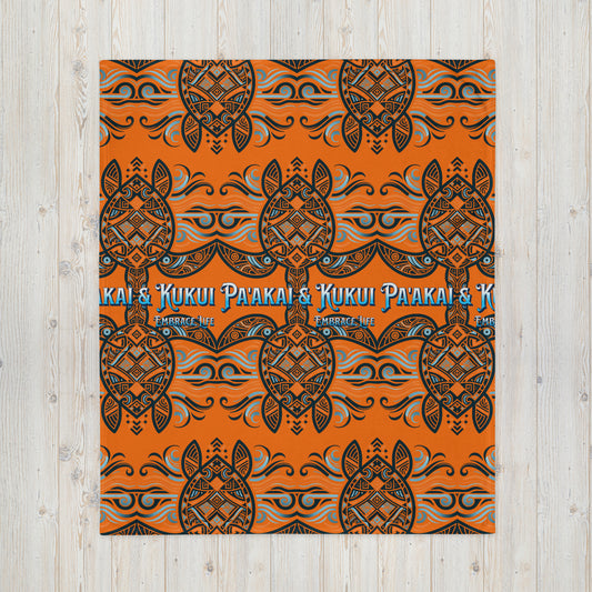 'Ālani Tribal Honu Throw Blanket