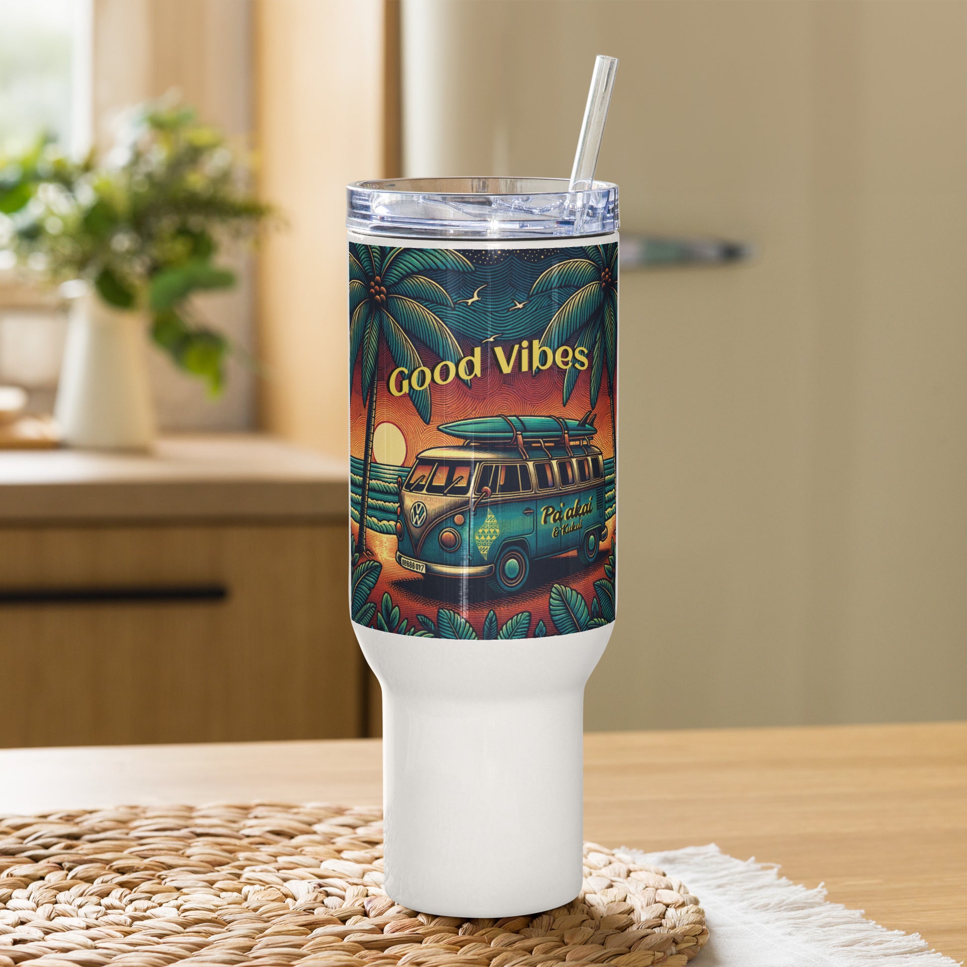 VW Good Vibes Travel mug with a handle Travel Mug Pa'akai & Kukui 40 oz