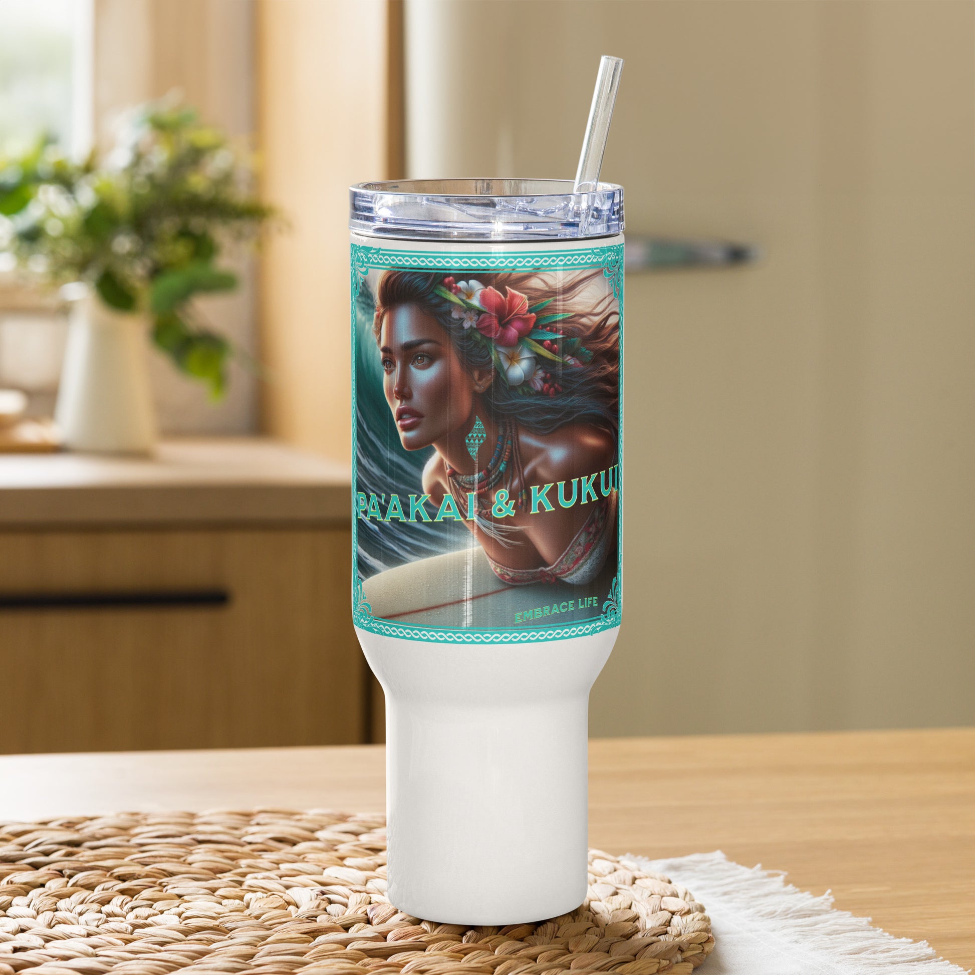 Hawaiian Surer Chic Travel mug with a handle Travel Mug Pa'akai & Kukui 40 oz