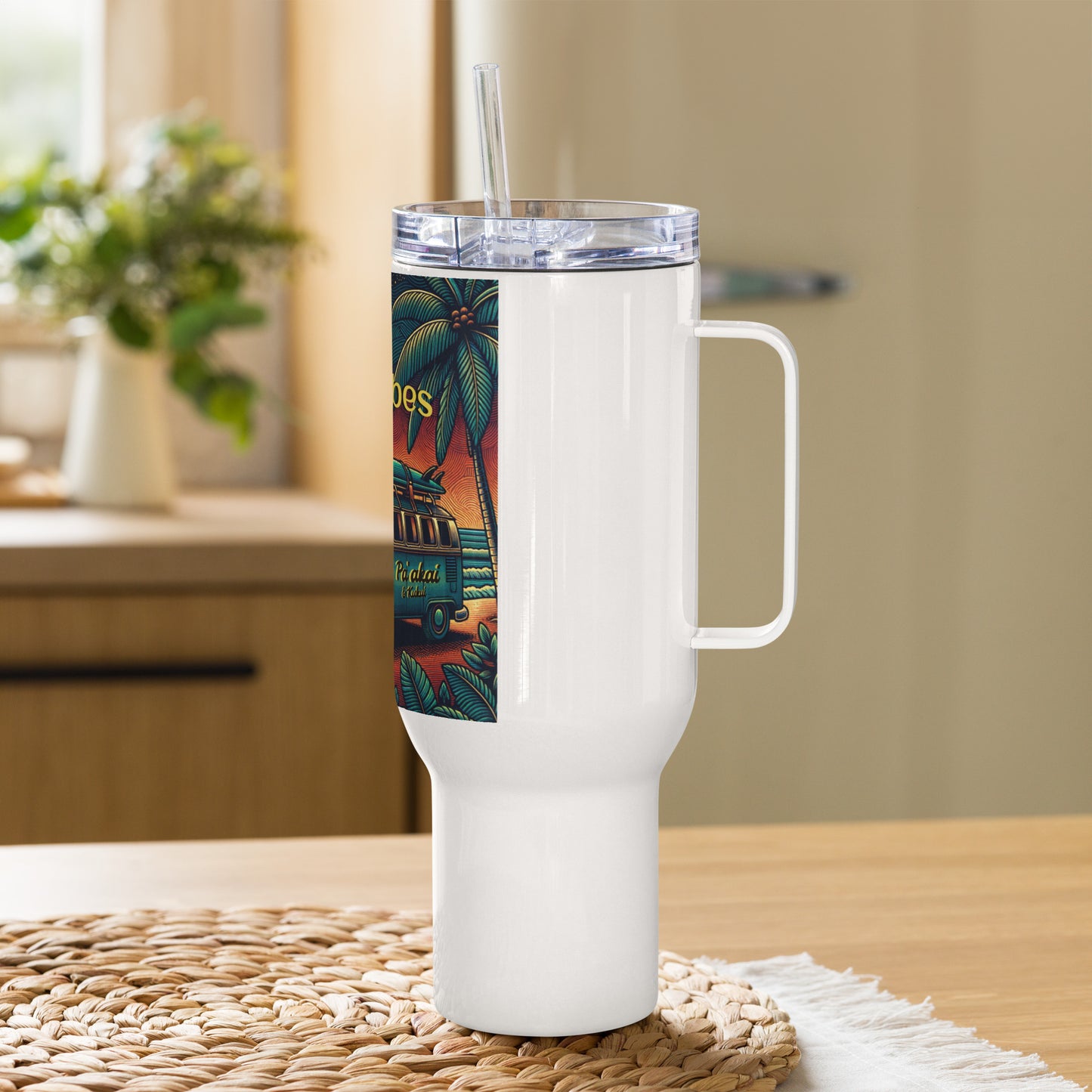 VW Good Vibes Travel mug with a handle