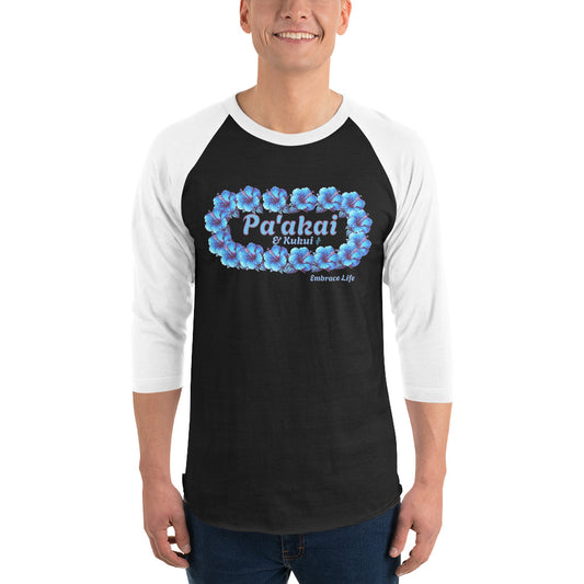 Pua aloalo 3/4 sleeve t-shirt 3/4 Sleeve t-shirt Pa'akai & Kukui Black/White XS