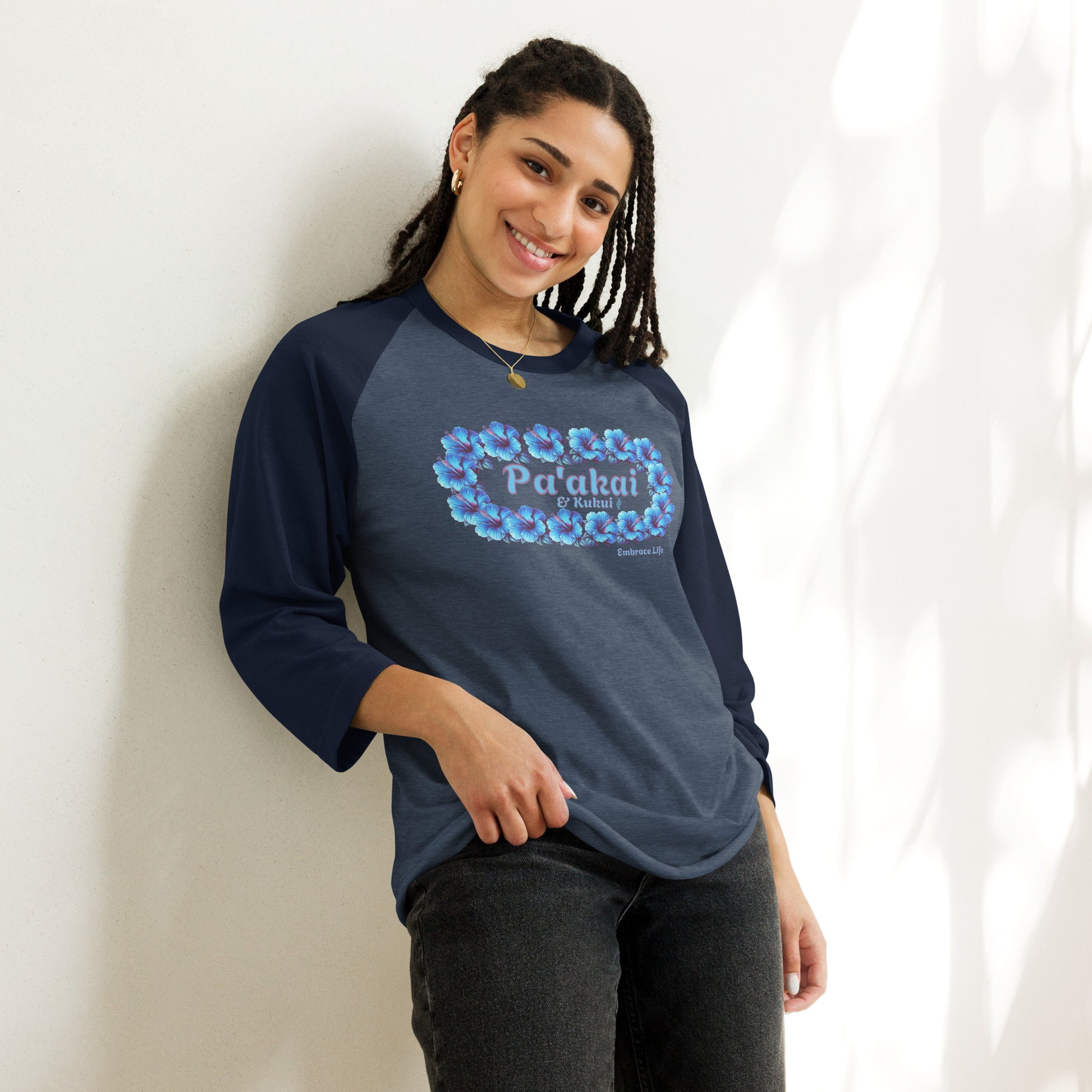 Pua aloalo 3/4 sleeve t-shirt 3/4 Sleeve t-shirt Pa'akai & Kukui
