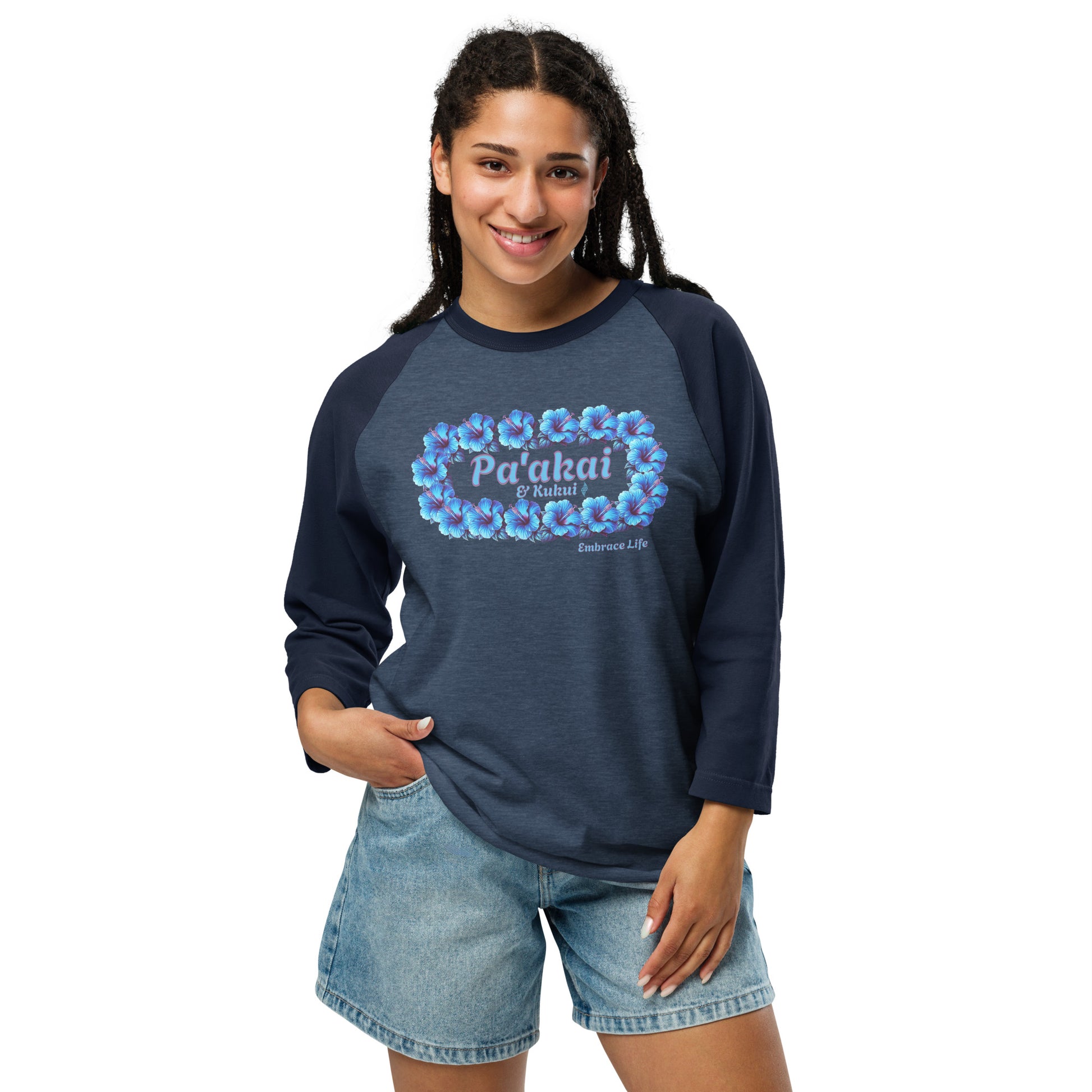 Pua aloalo 3/4 sleeve t-shirt 3/4 Sleeve t-shirt Pa'akai & Kukui