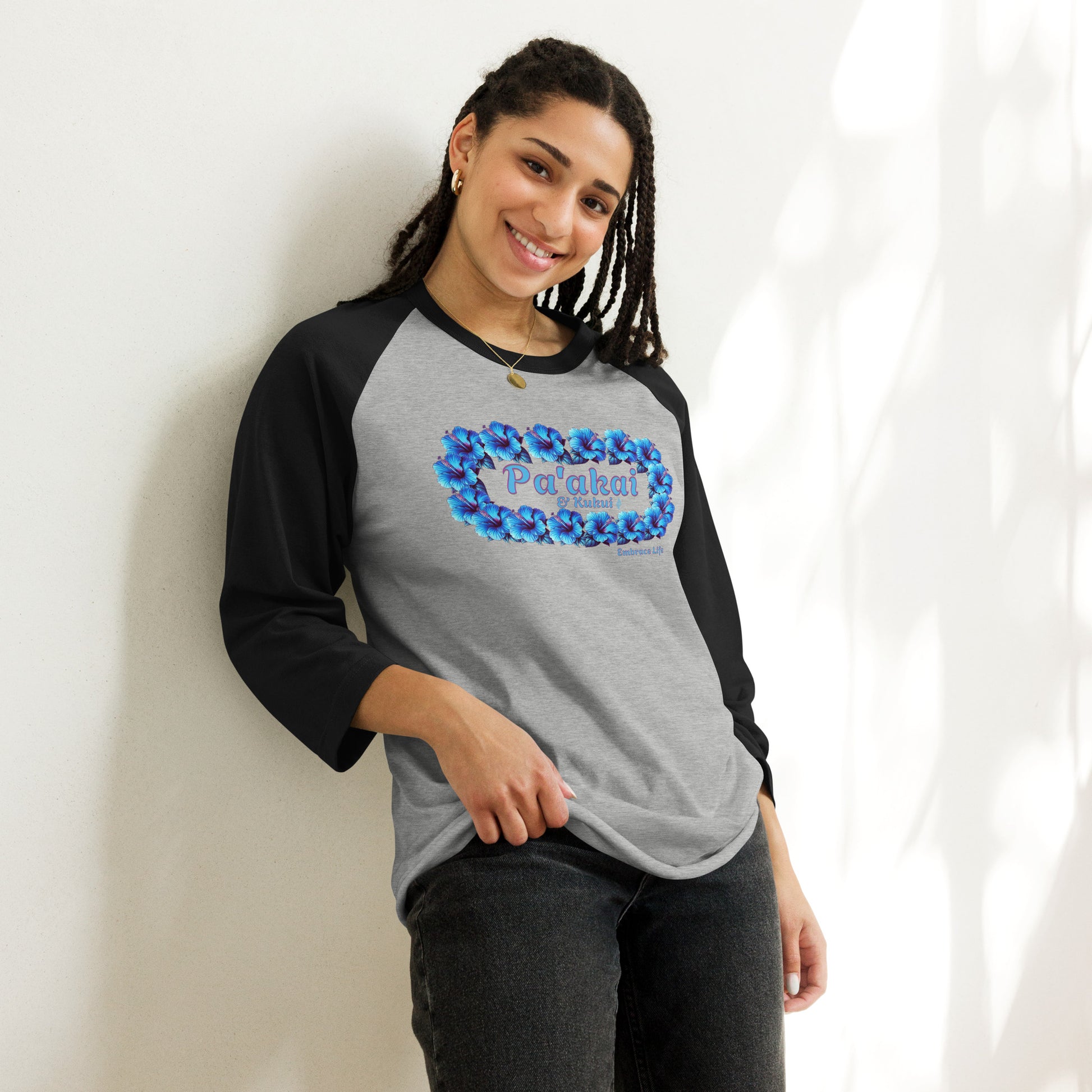 Pua aloalo 3/4 sleeve t-shirt 3/4 Sleeve t-shirt Pa'akai & Kukui